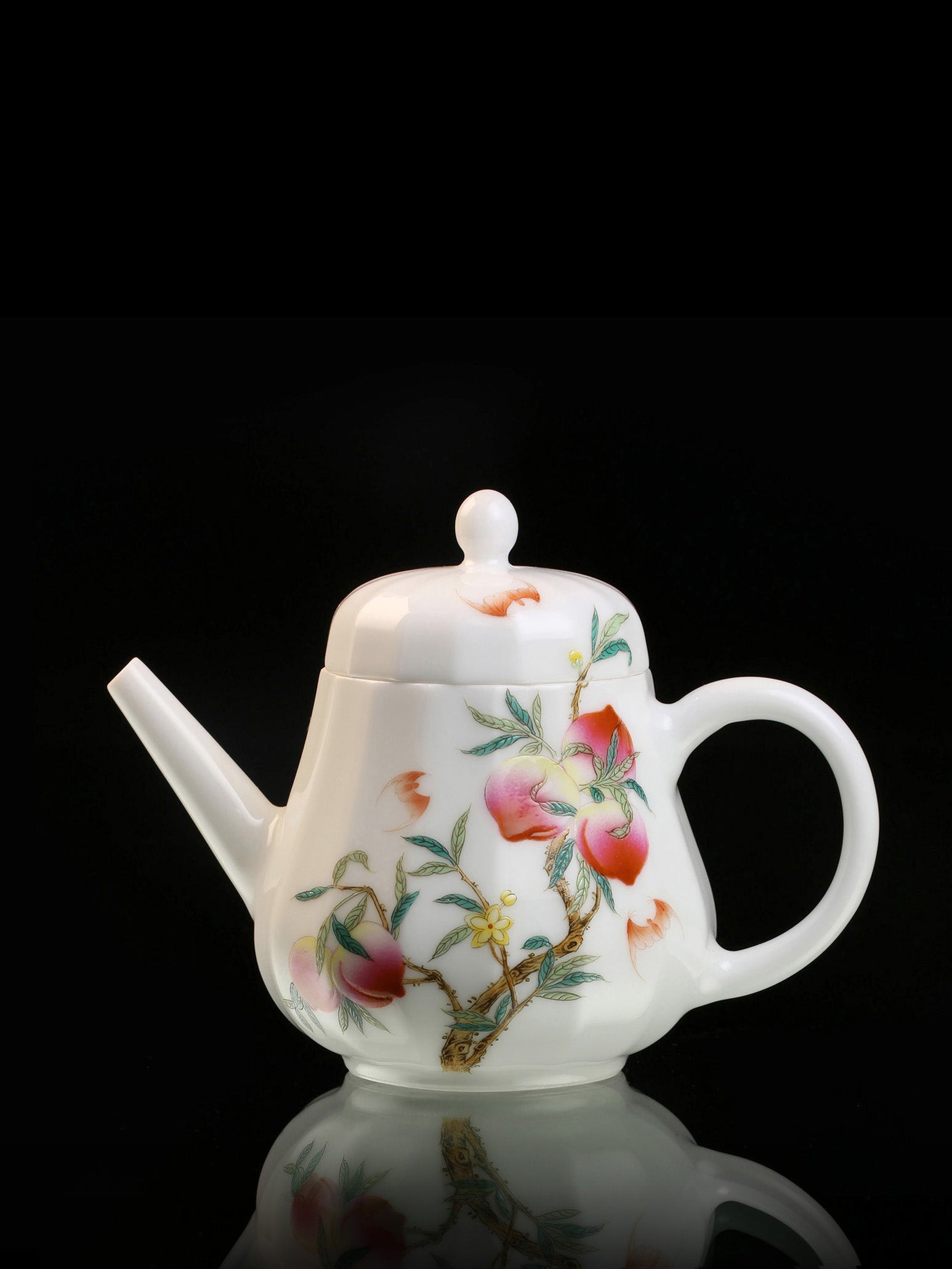 Famille Rose Peach Teapot/Cup