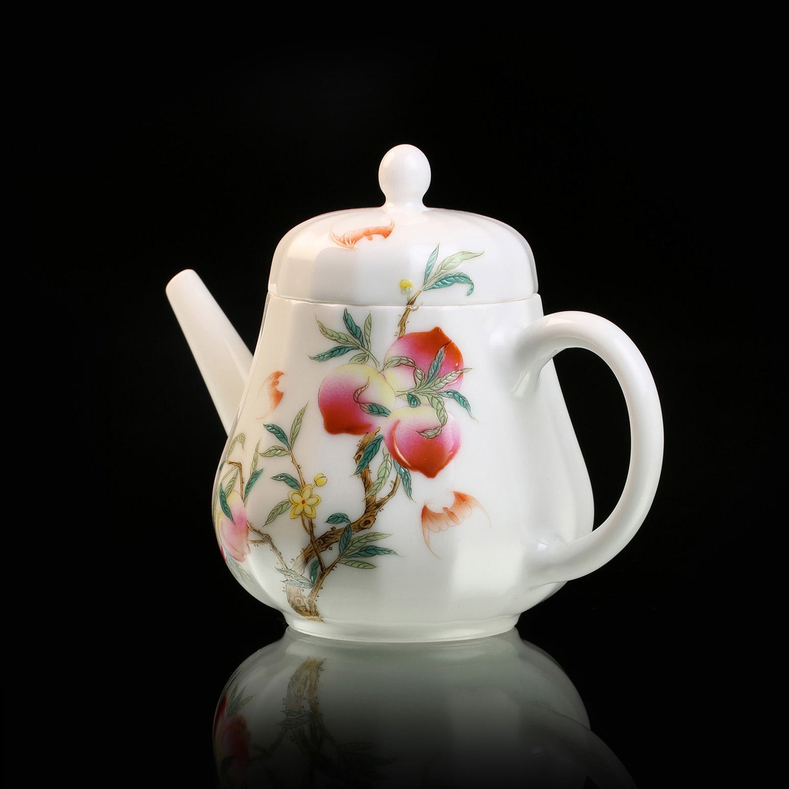 Famille Rose Peach Teapot/Cup