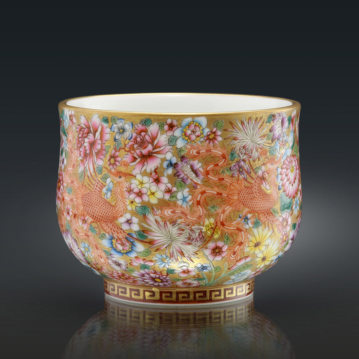 Dayazhai Phoenix Pattern Hundred Flowers Cup