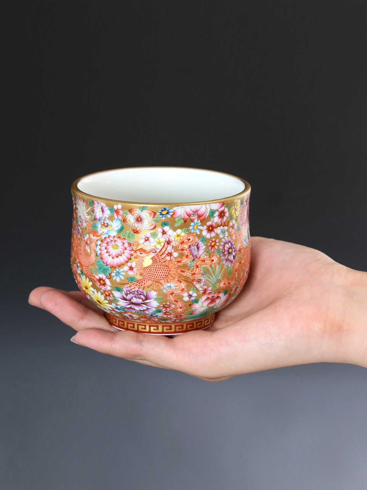 Dayazhai Phoenix Pattern Hundred Flowers Cup