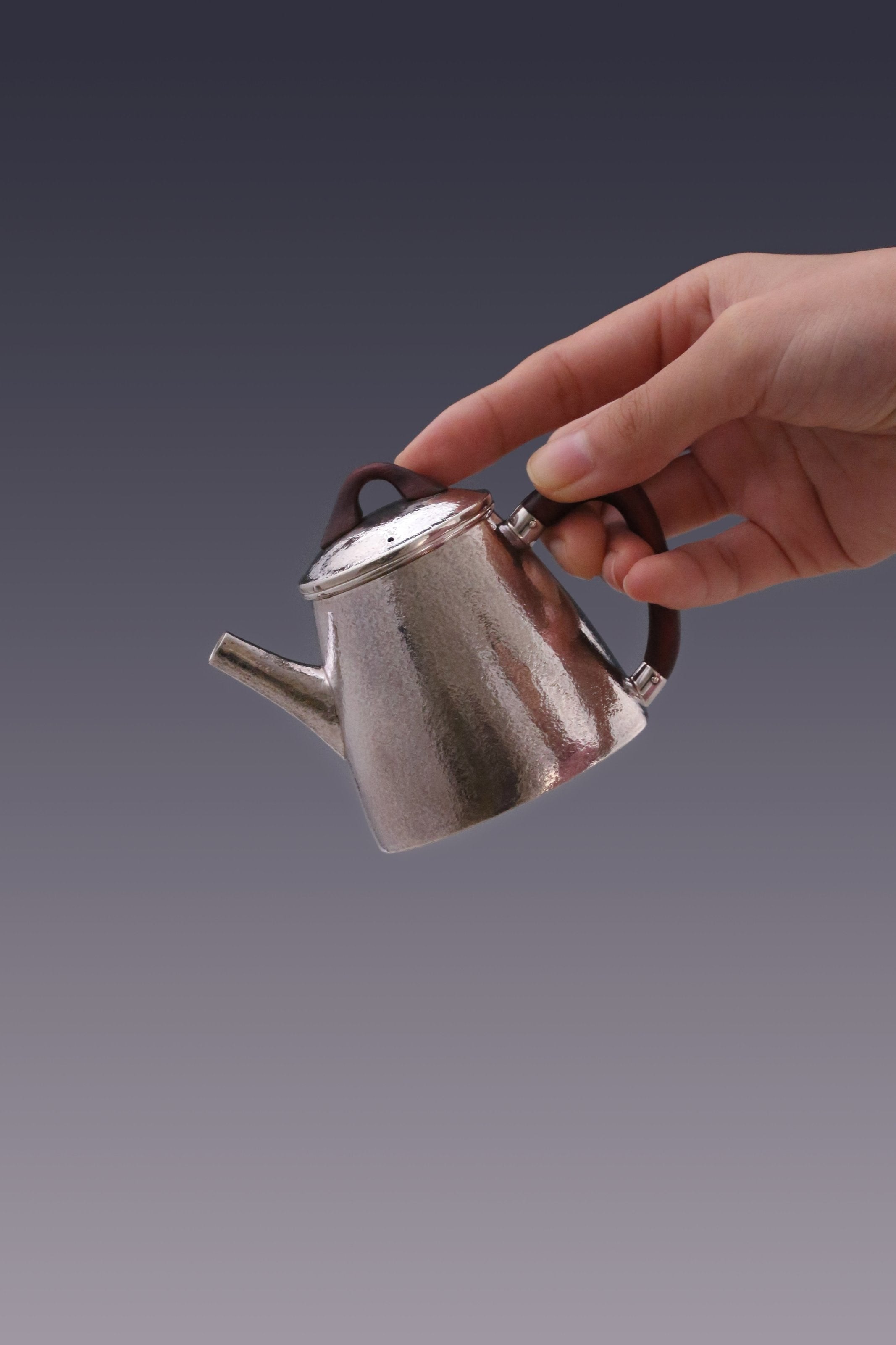 High stone silver tea pot