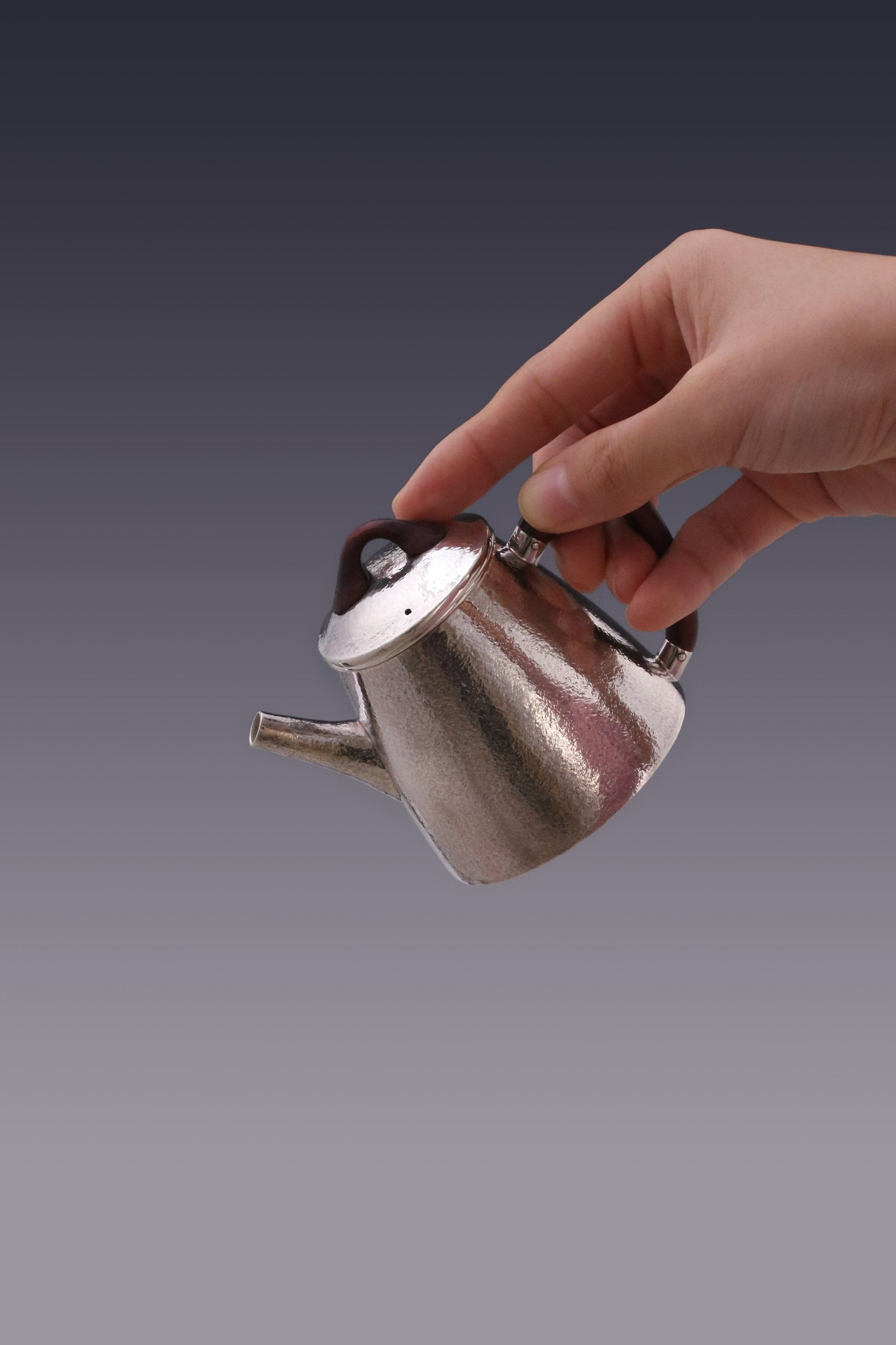 High stone silver tea pot