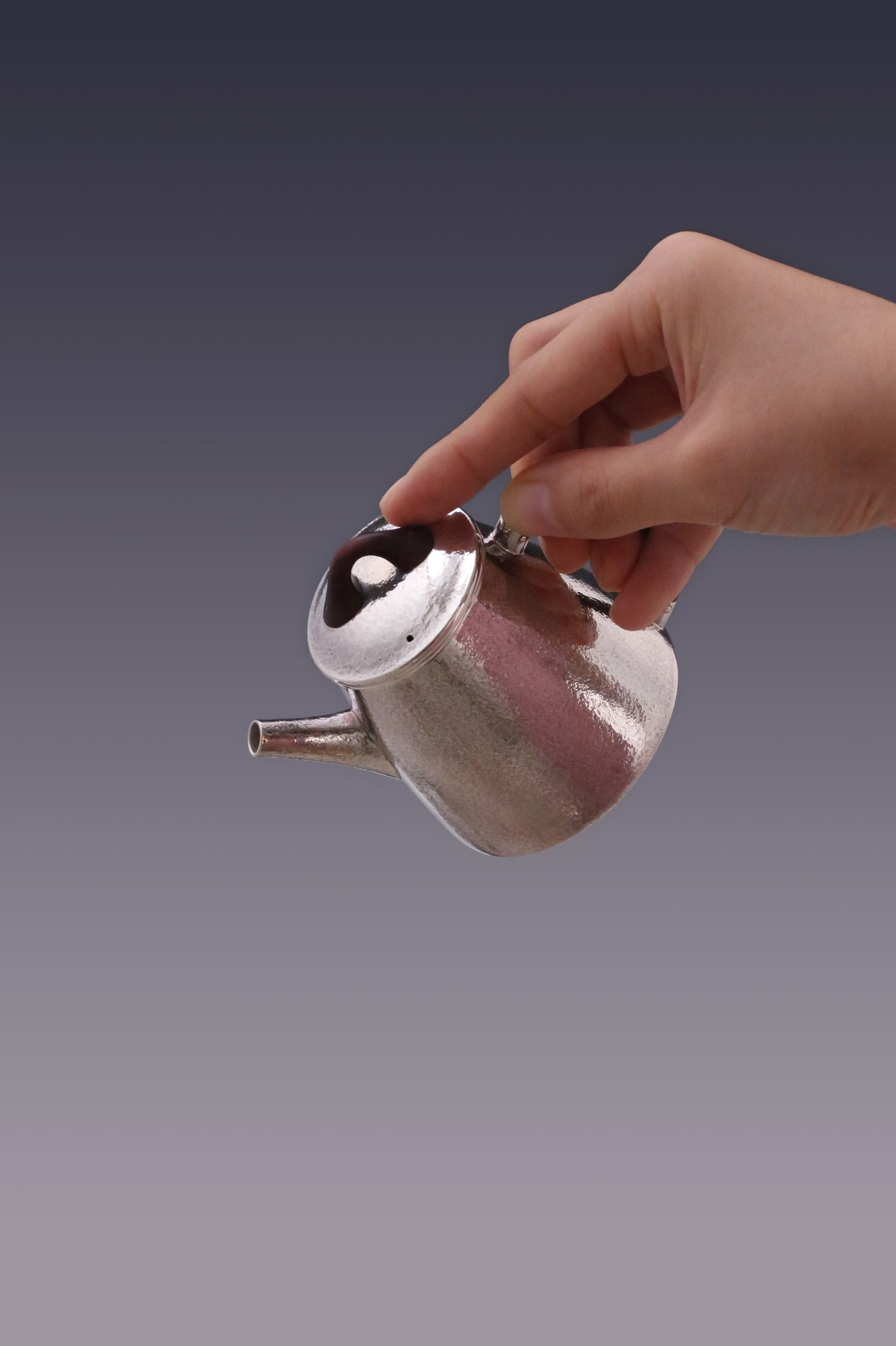 High stone silver tea pot