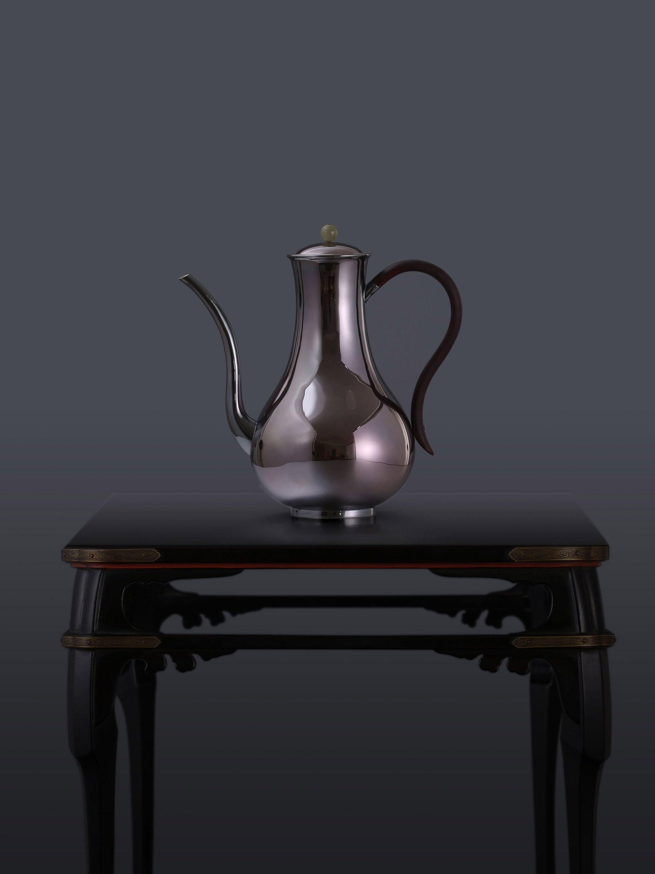 Polished sterling silver flask/glass