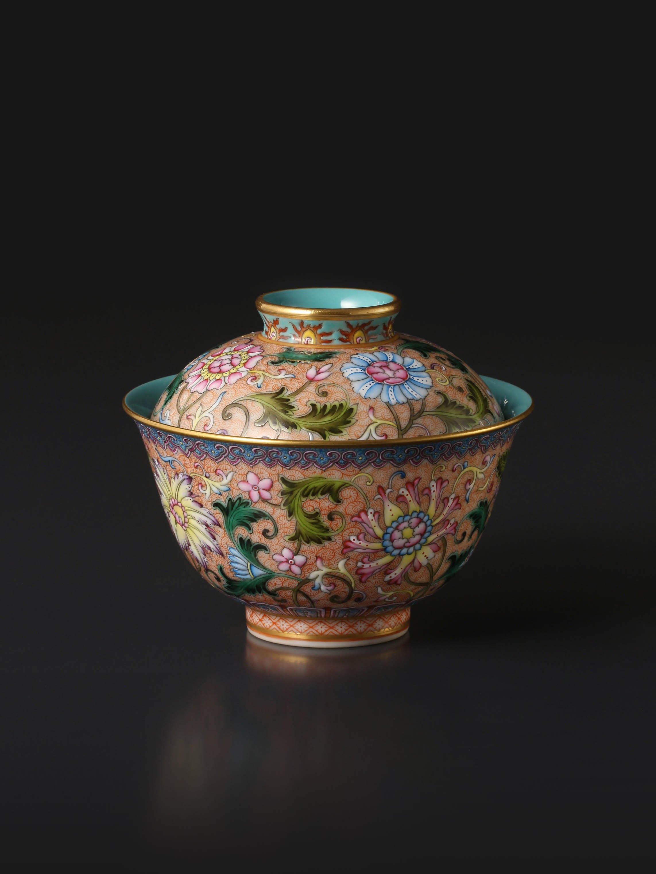 Dayazhai Guyuexuan Floral Pattern Covered Bowl/Cup