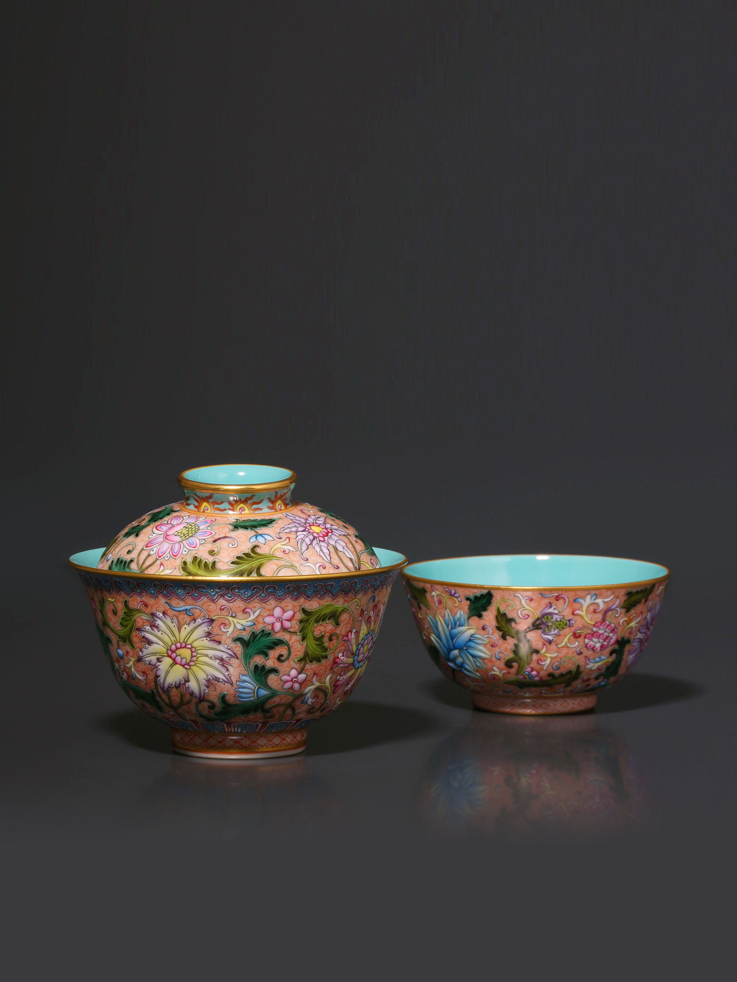Dayazhai Guyuexuan Floral Pattern Covered Bowl/Cup