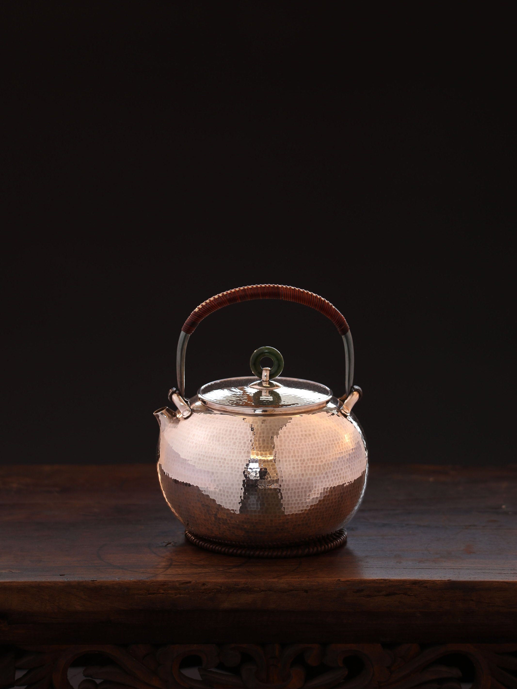 Ancient Style Vine Picking Pure Silver Teapot