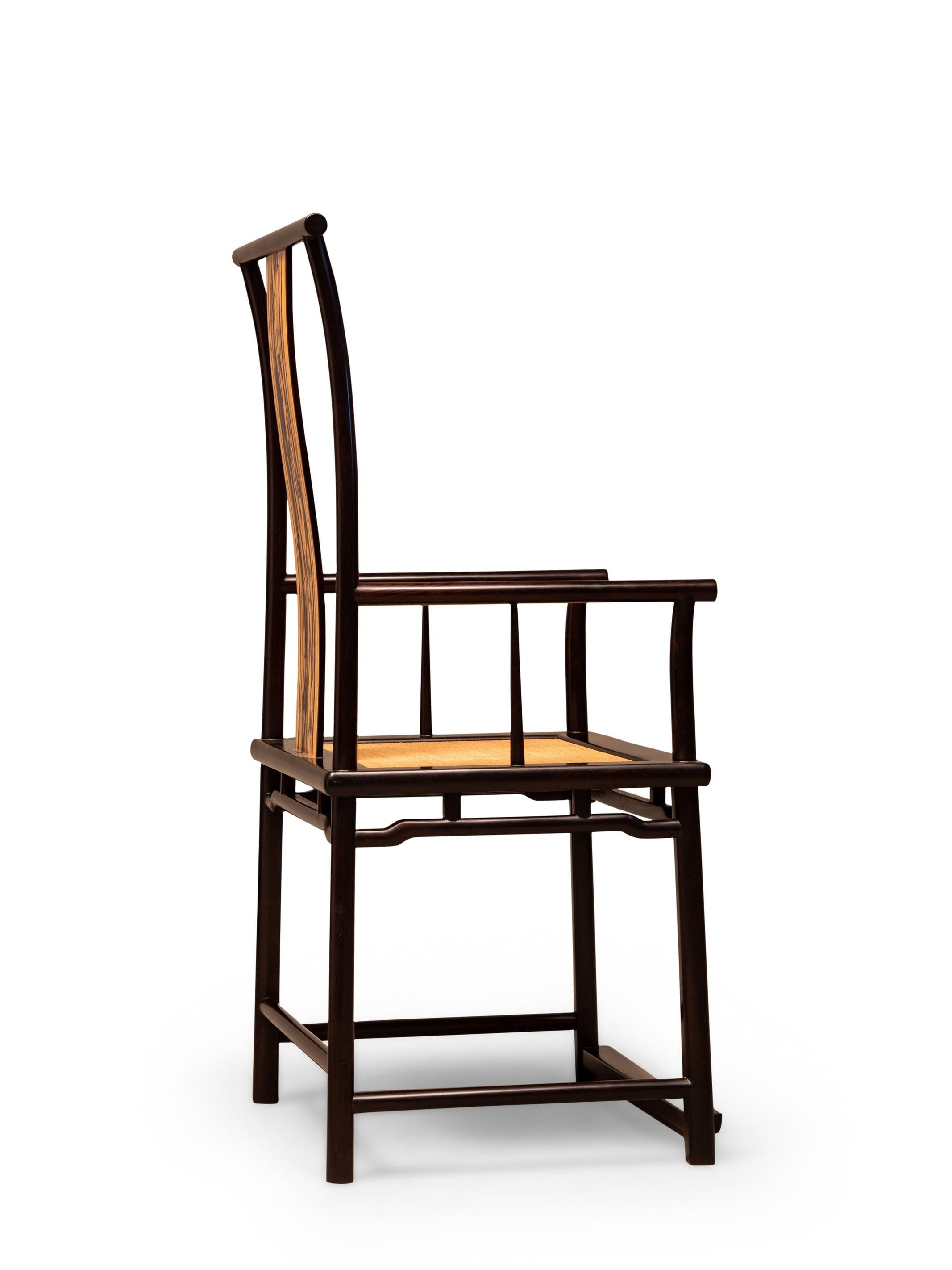 Black rosewood and black persimmon wood four-cornered official hat chair