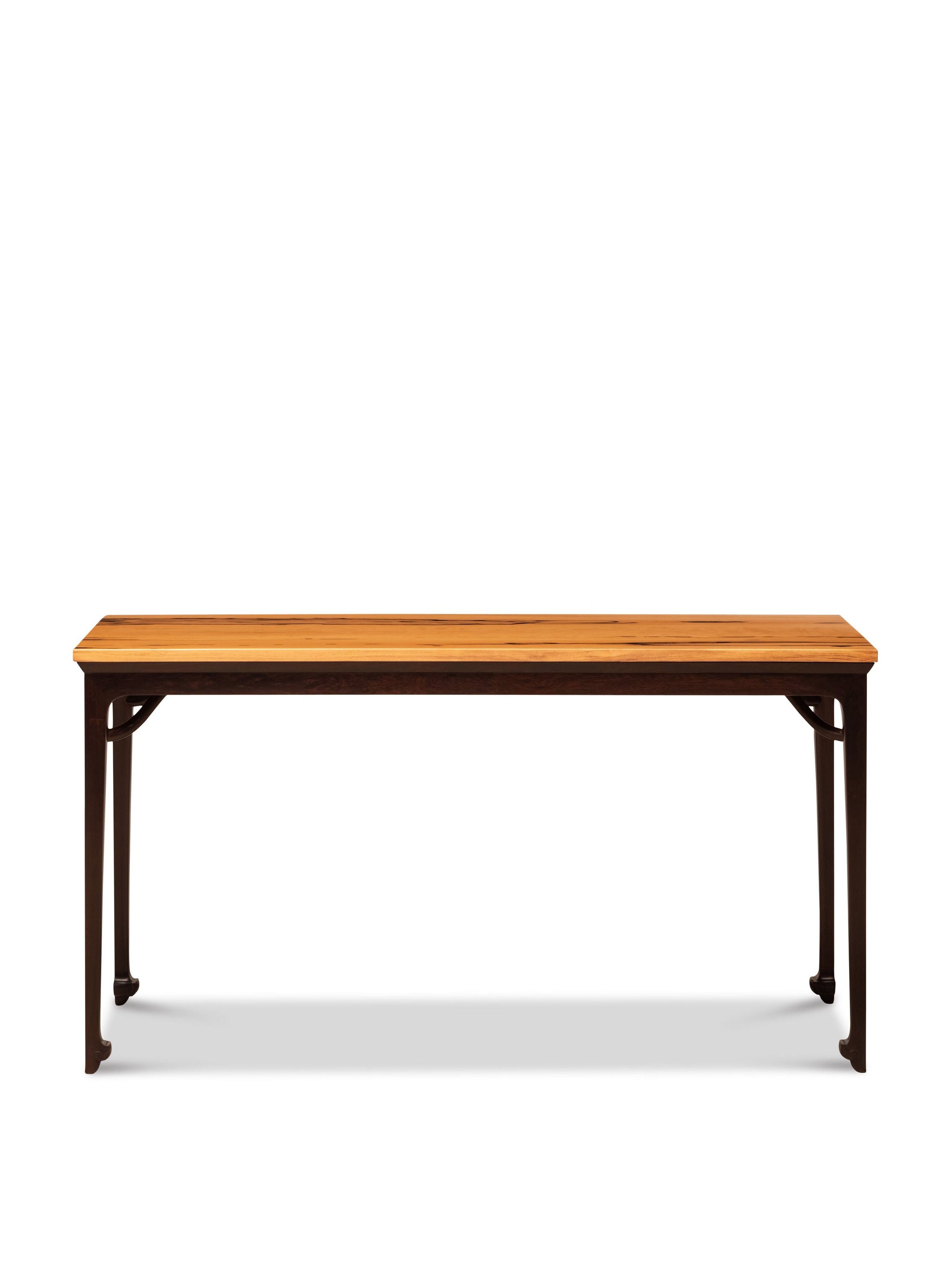 Black persimmon wood and black rosewood unsupported king-shaped stretcher spray painting table