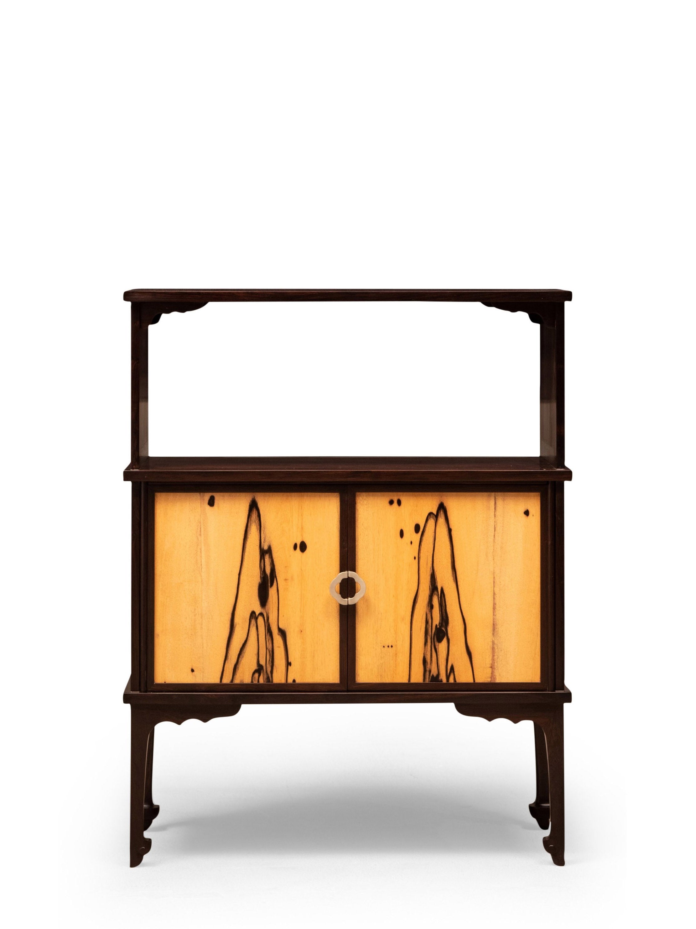 Black rosewood and black persimmon wood small tea cabinet