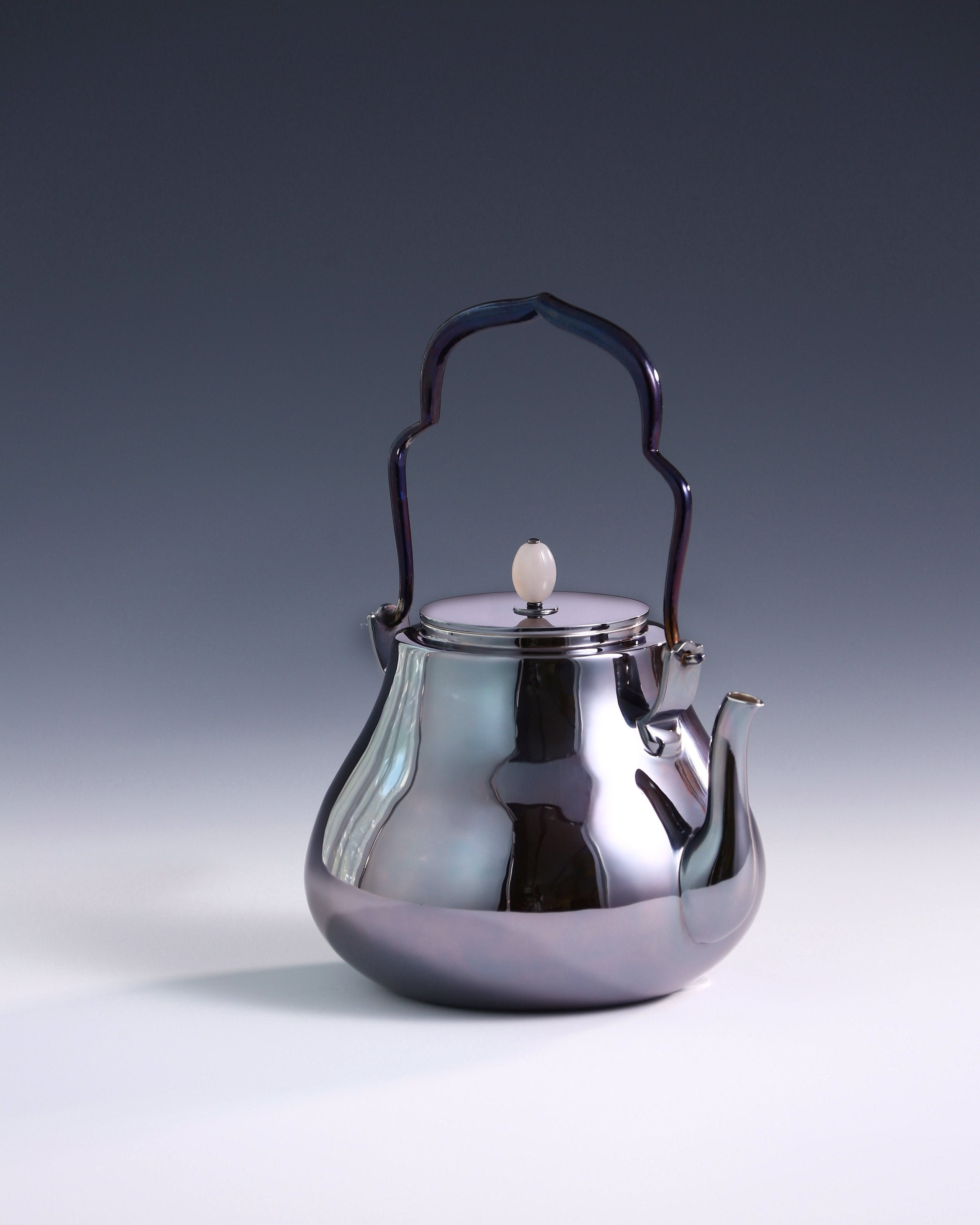 Crane-headed pure silver teapot