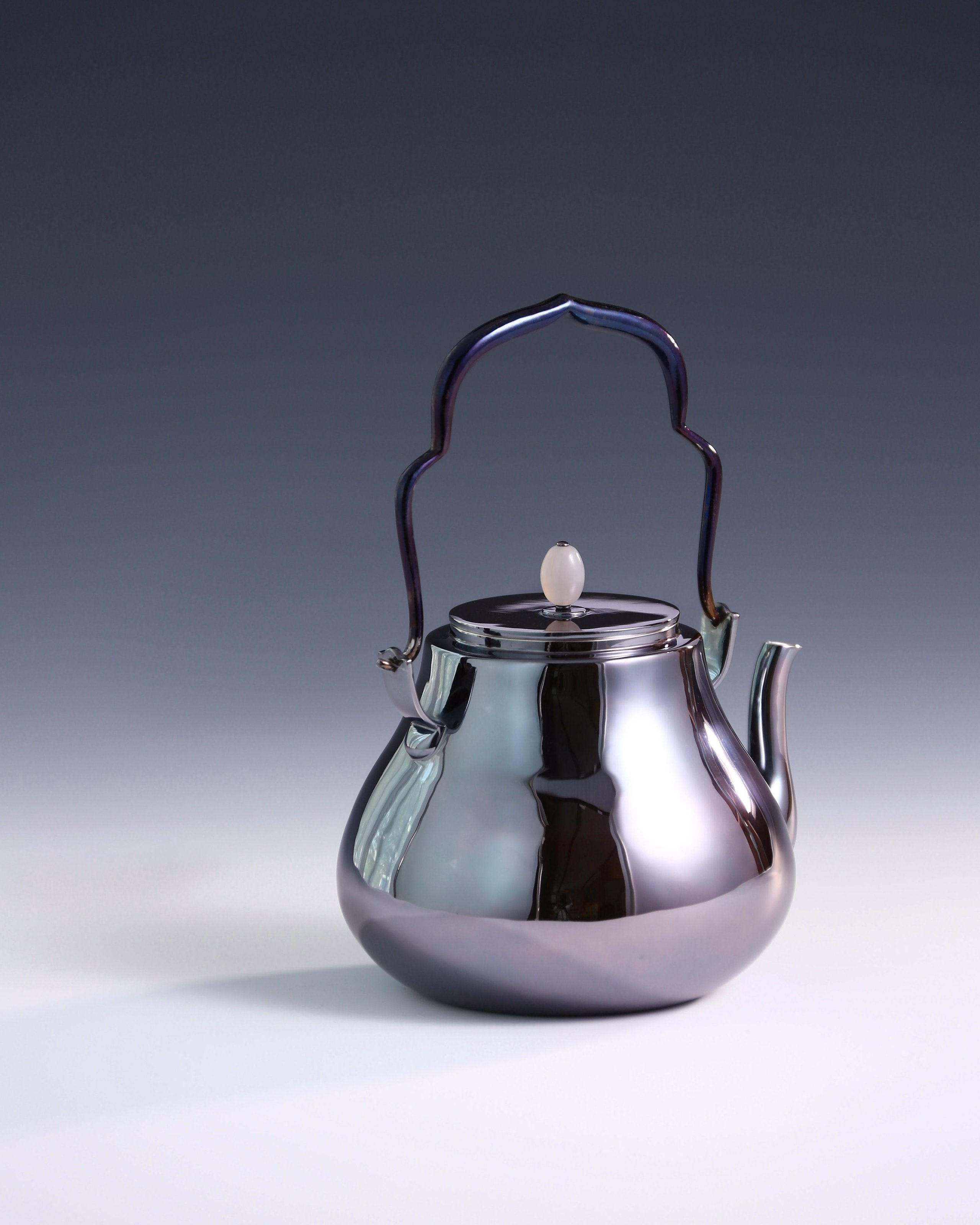 Crane-headed pure silver teapot
