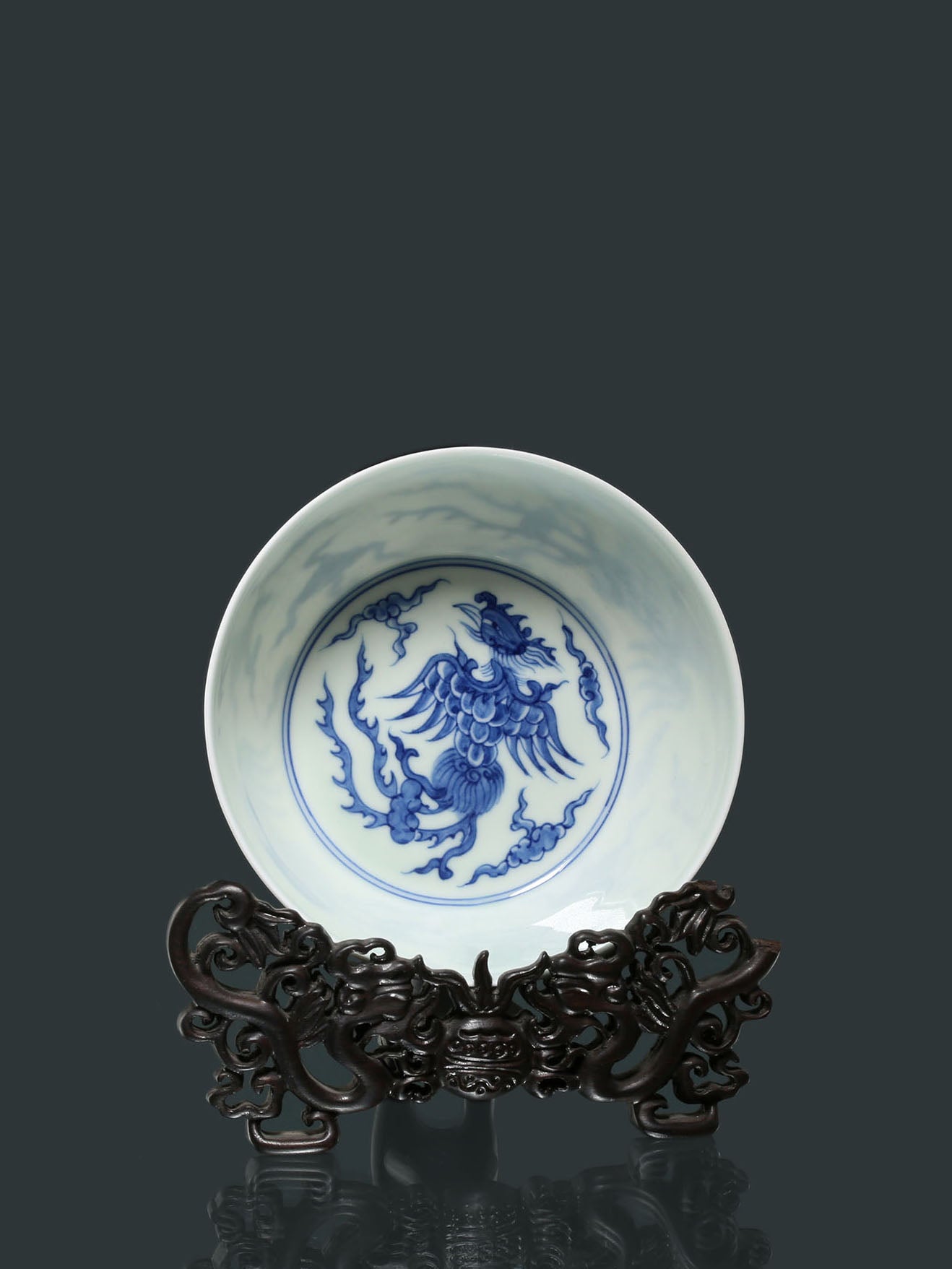 Auspicious Phoenix Pattern Blue and White Bowl / Blue and White Dragon Pattern Begonia Bowl