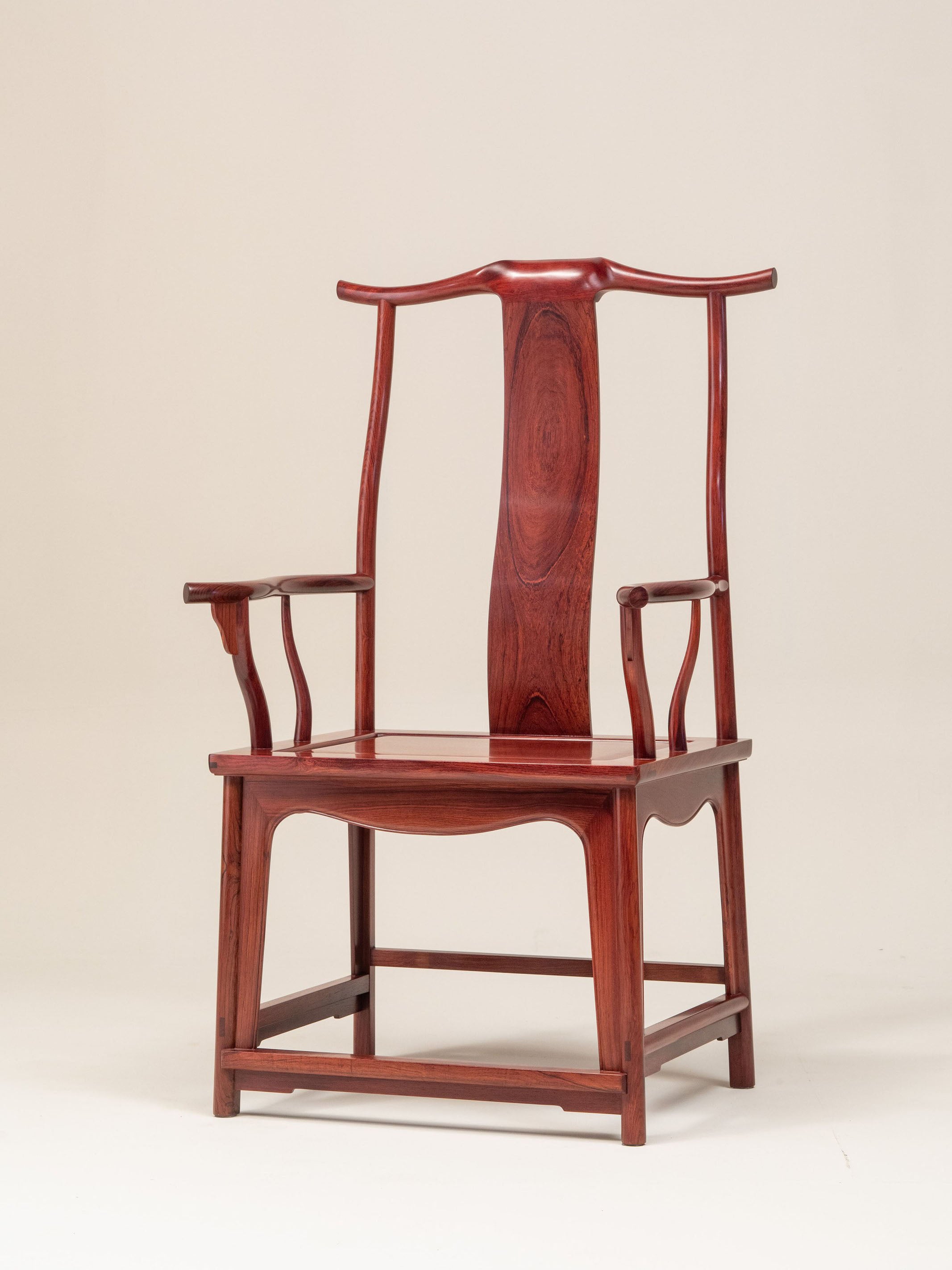 Burmese rosewood four-cornered official's hat chair