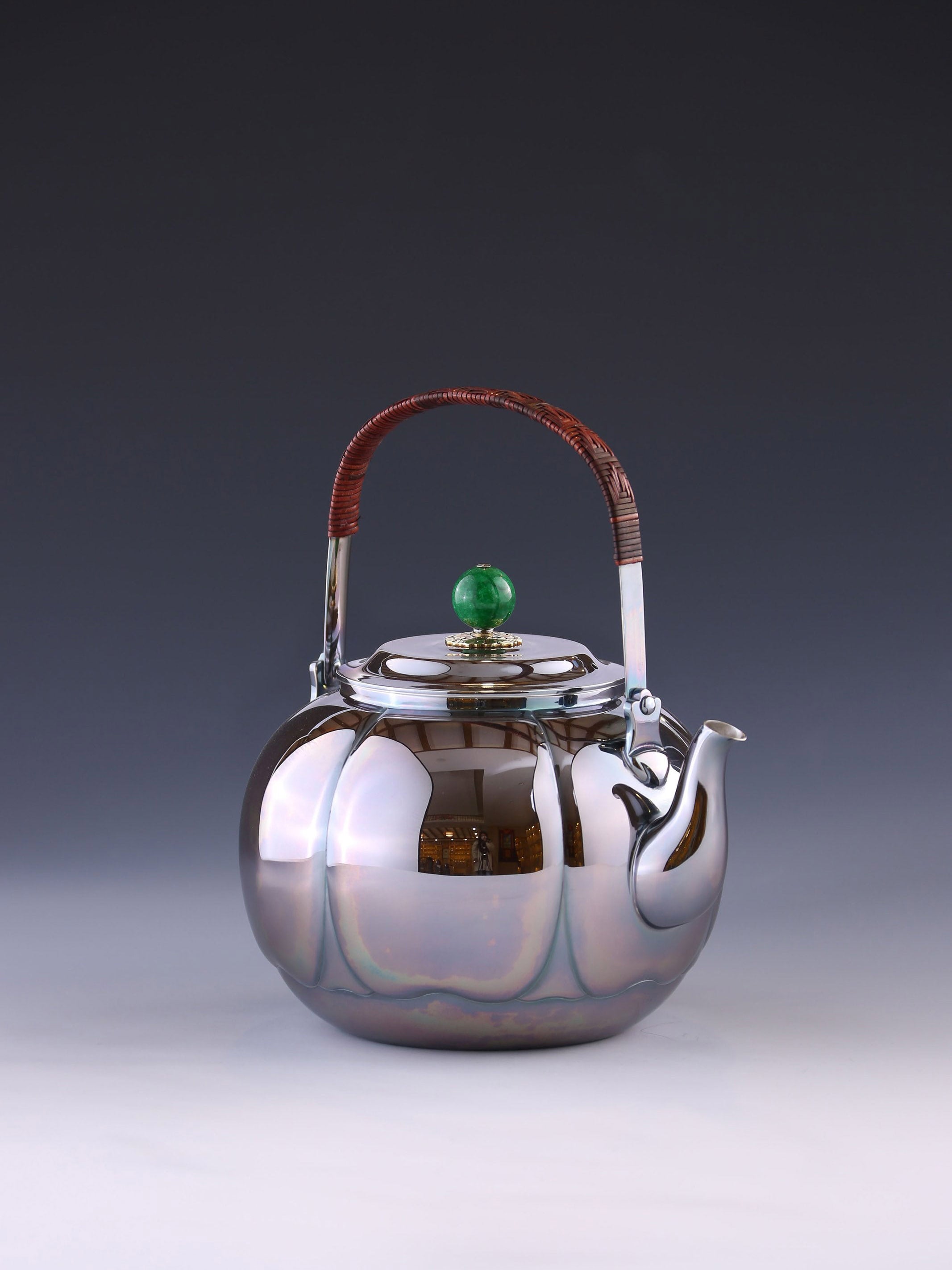 Flower petal silver teapot