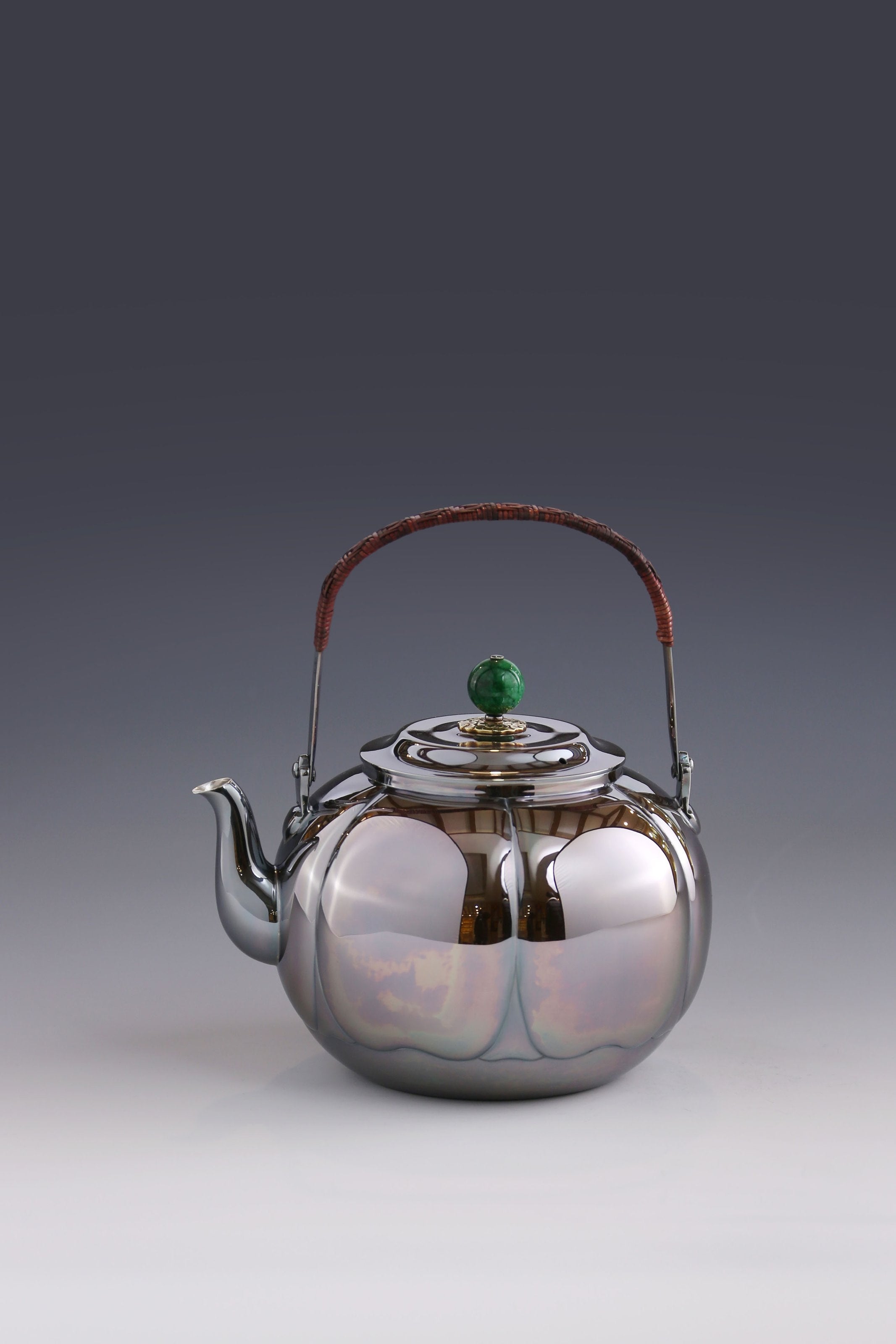 Flower petal silver teapot
