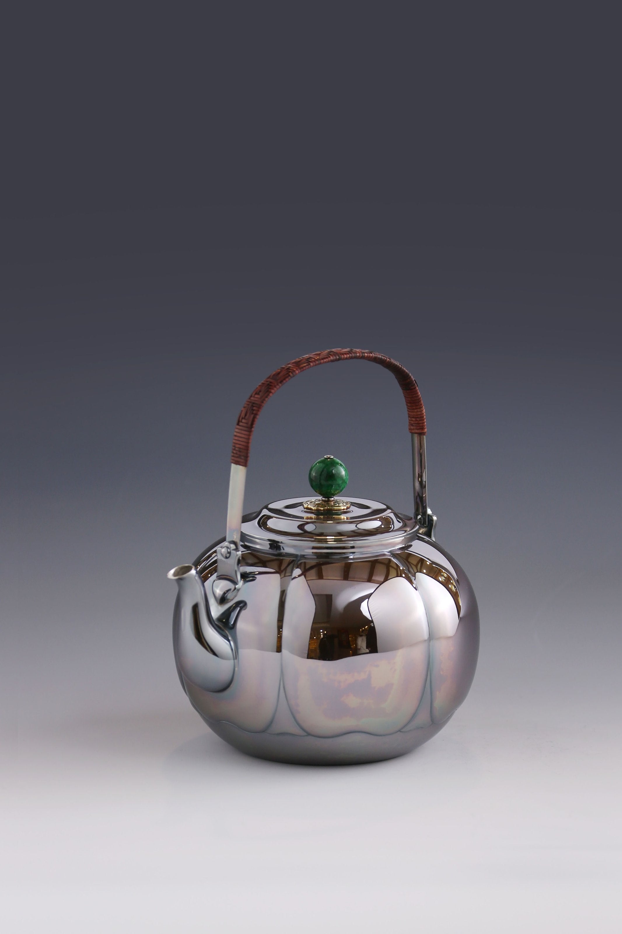 Flower petal silver teapot