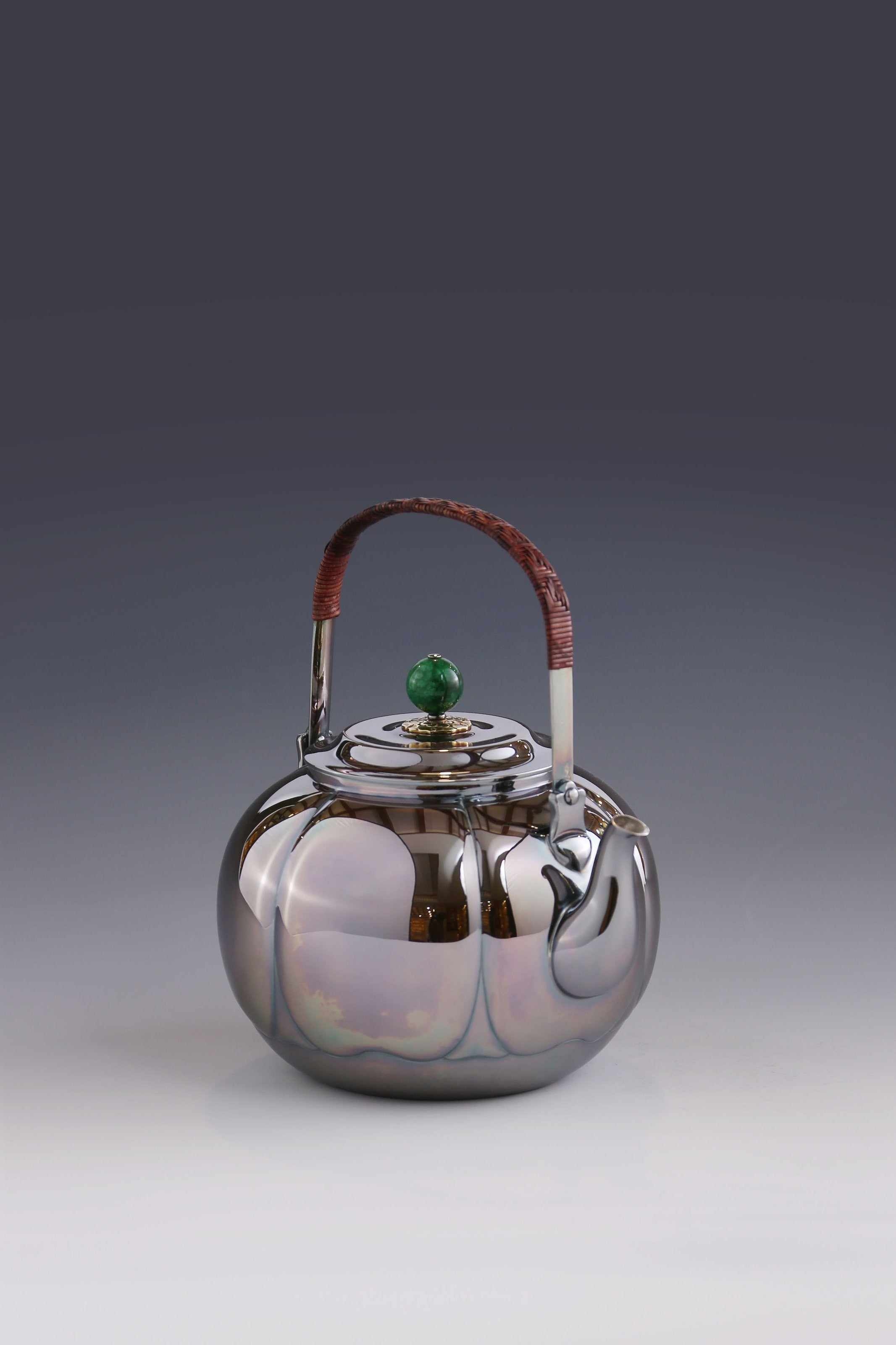 Flower petal silver teapot