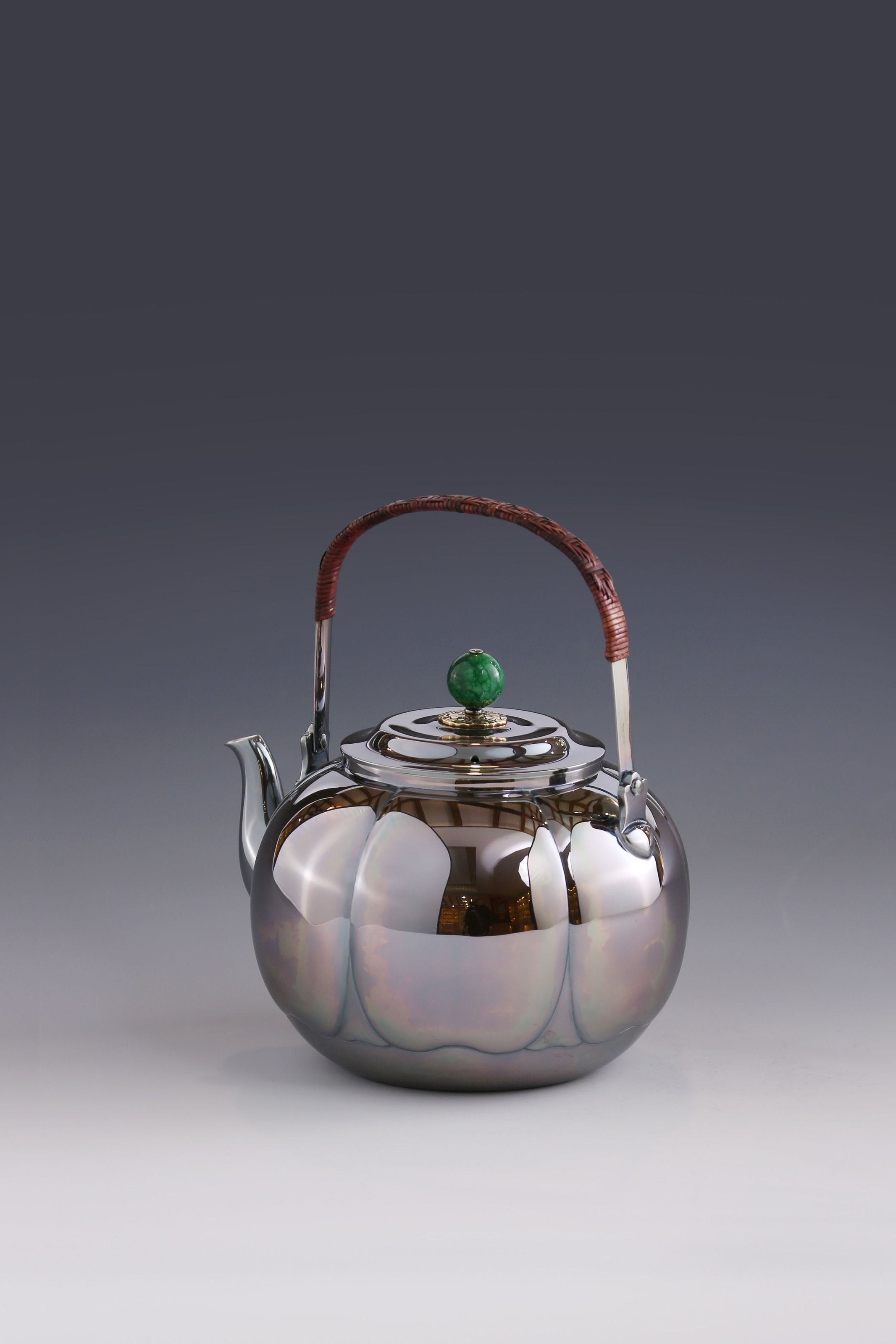 Flower petal silver teapot