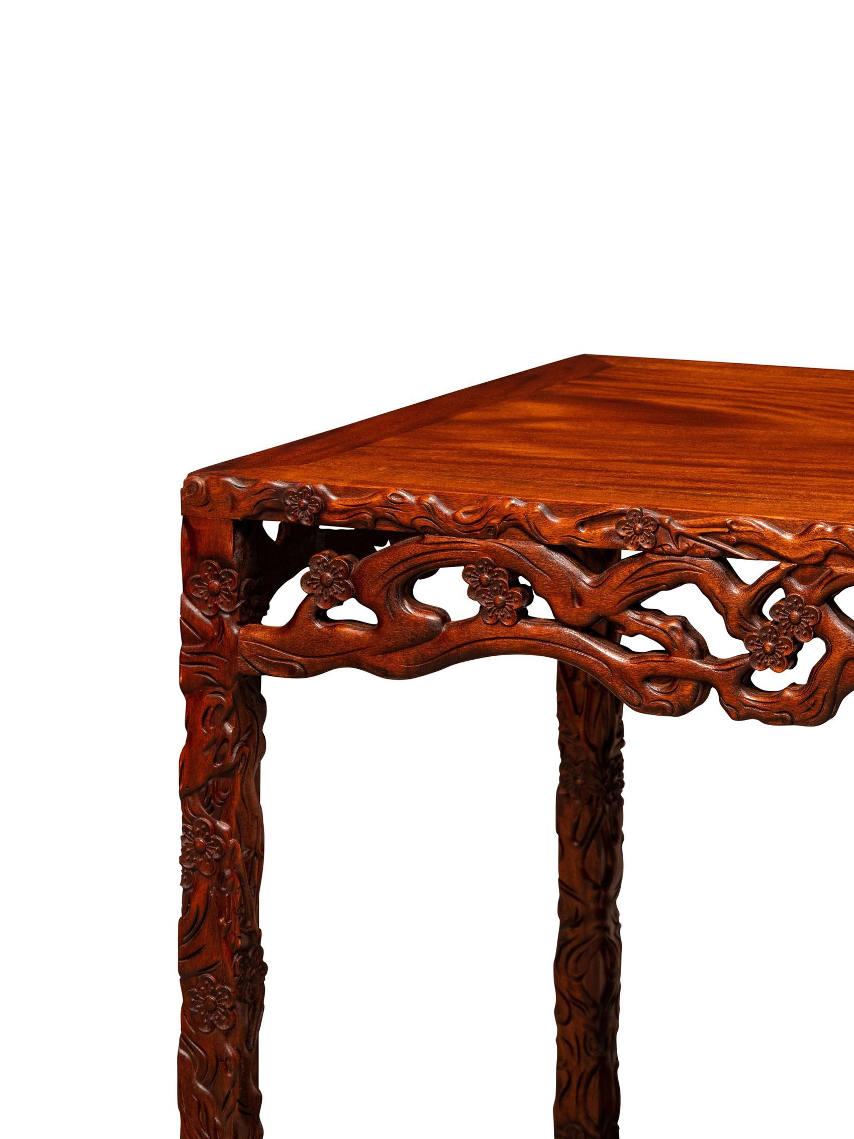 Rosewood plum blossom pattern four-sided flat table