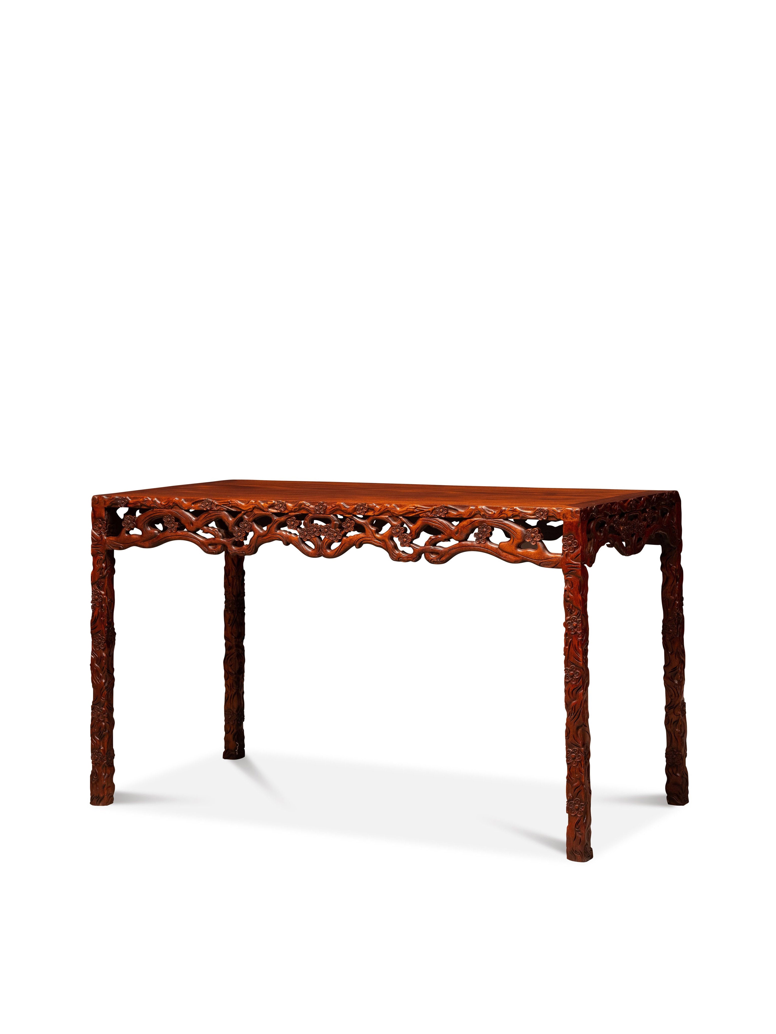 Rosewood plum blossom pattern four-sided flat table