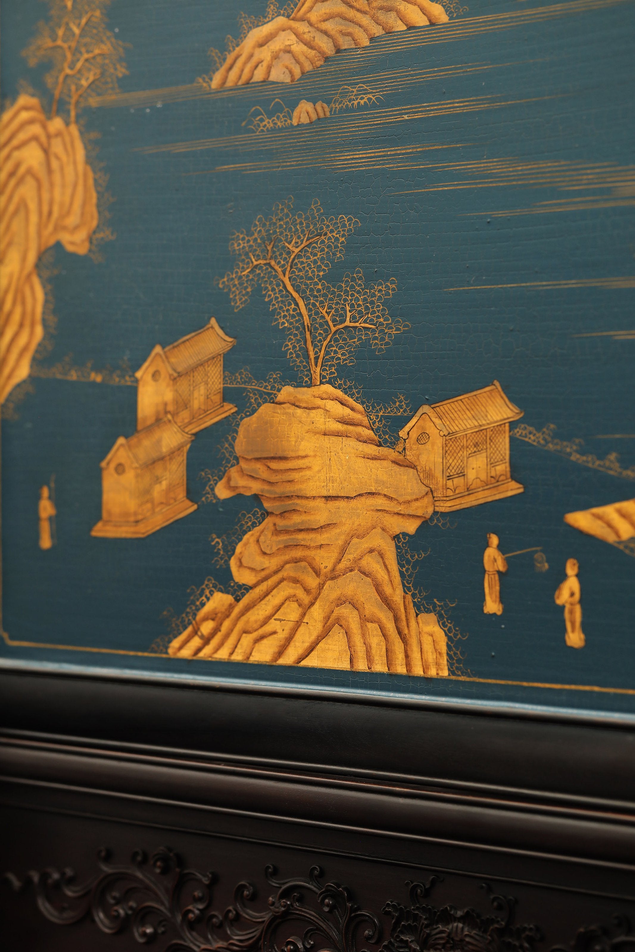 Rosewood Inlaid Flower and Bird Pattern Screen