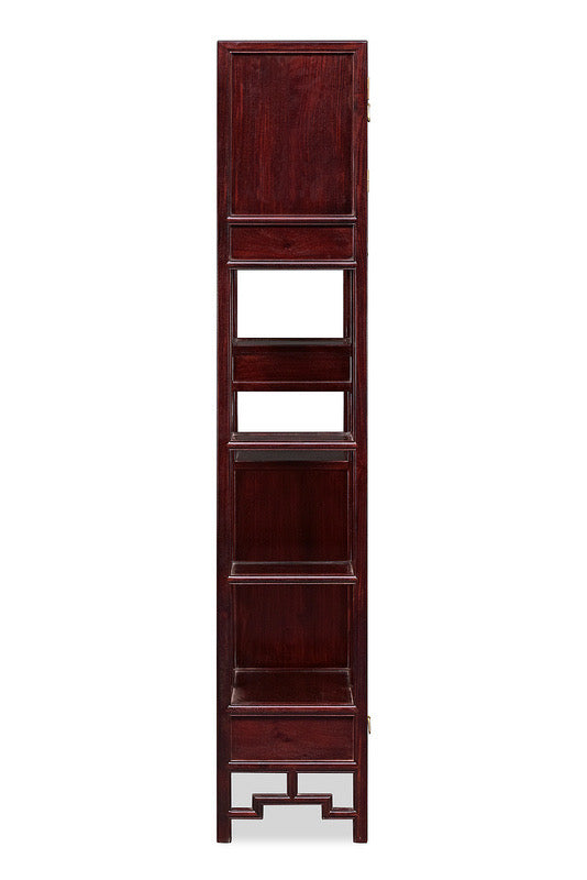 A pair of Zambian rosewood display shelves with fretwork design