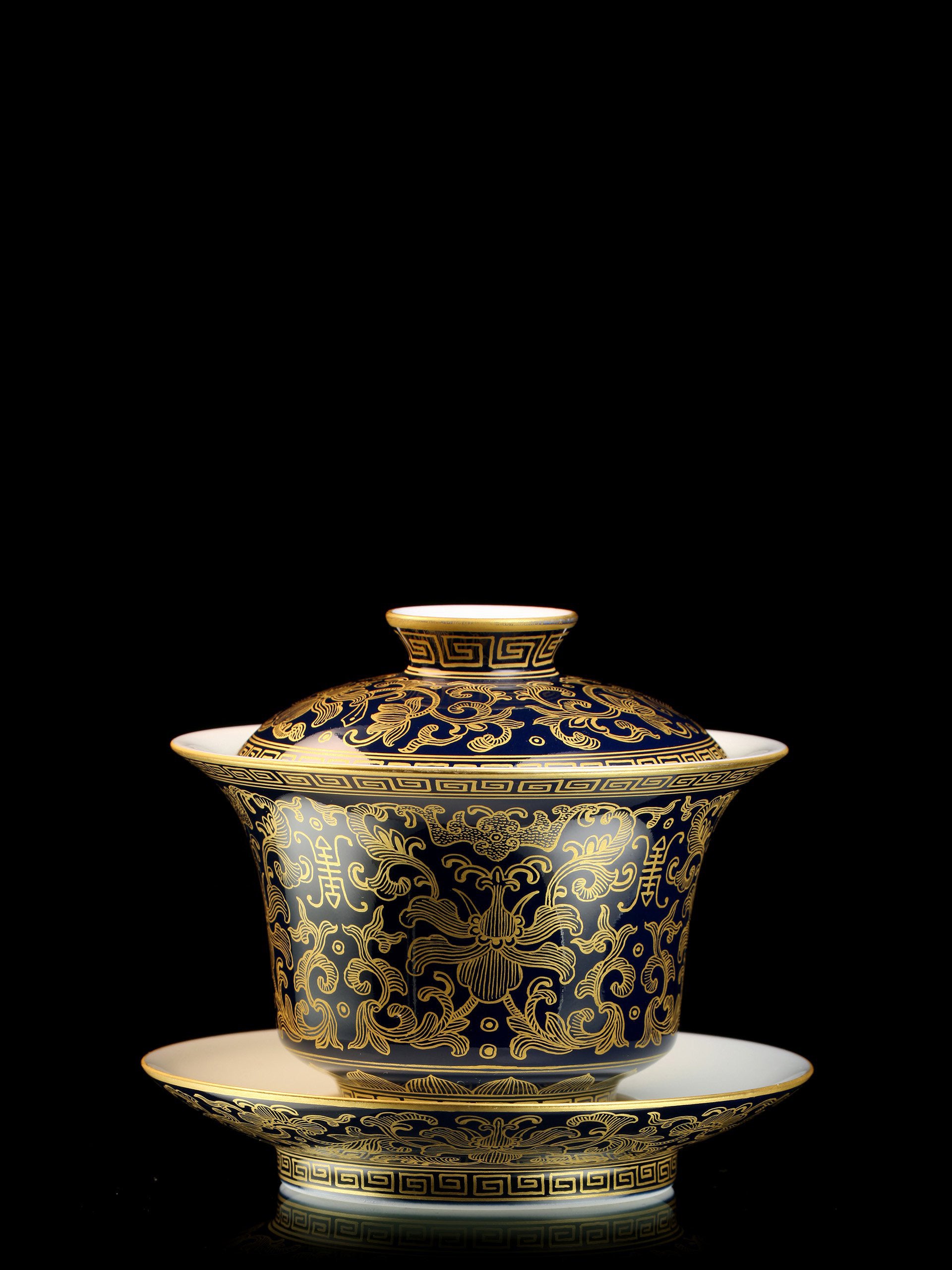 Sacrificial Red Gold Chicken Bowl with Longevity Pattern