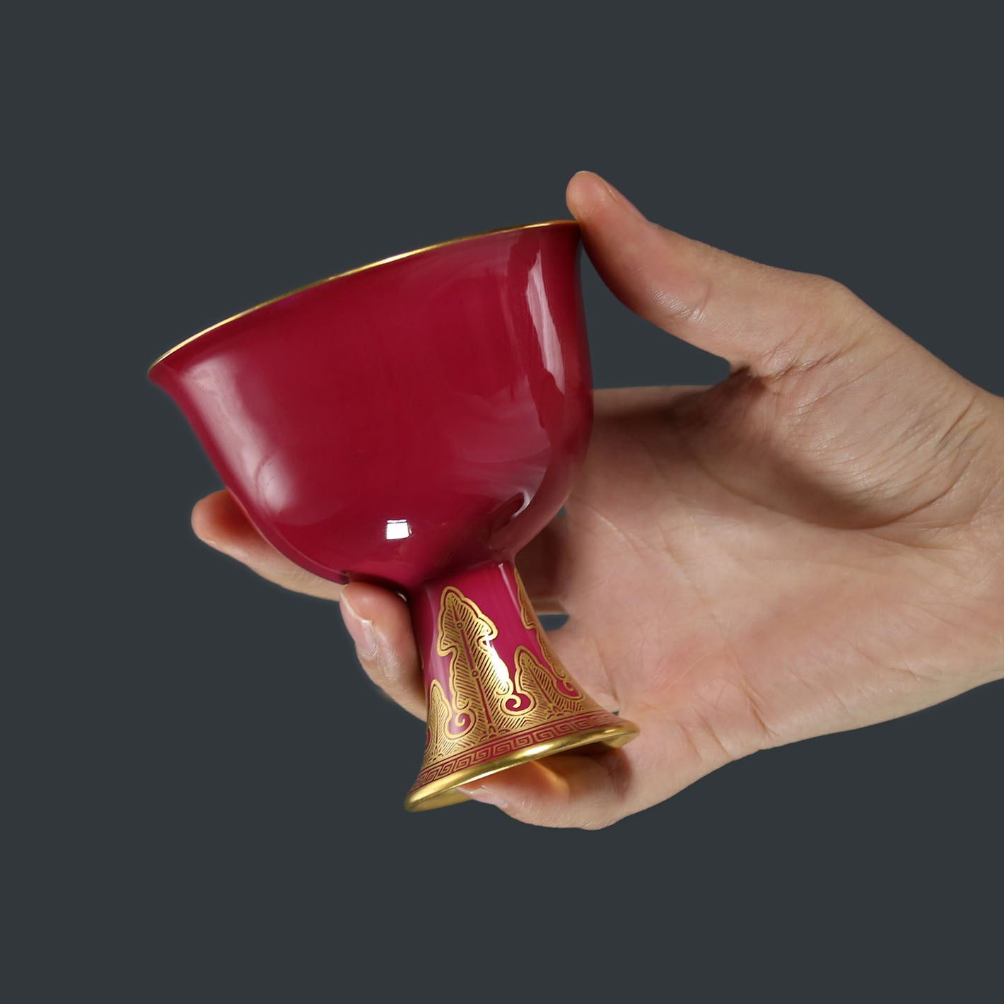 Sacrificial Blue/Rouge-Gilded Stem Bowl