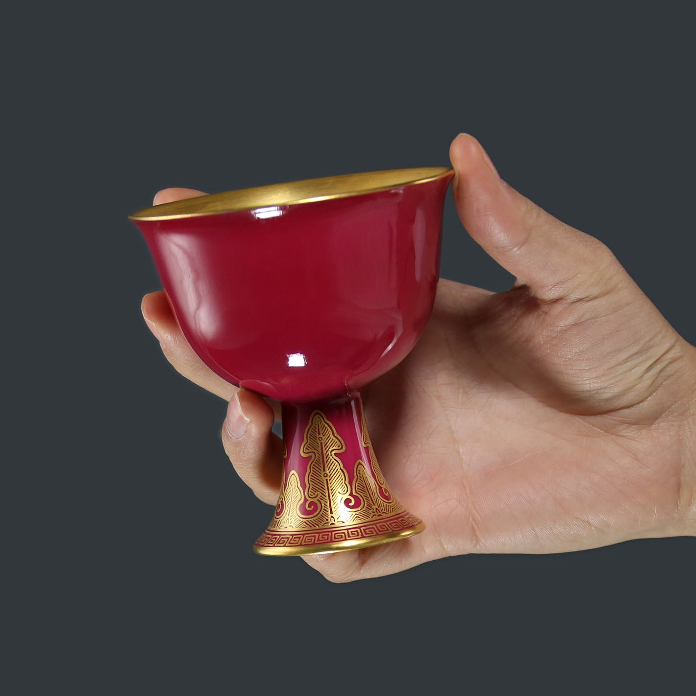 Sacrificial Blue/Rouge-Gilded Stem Bowl