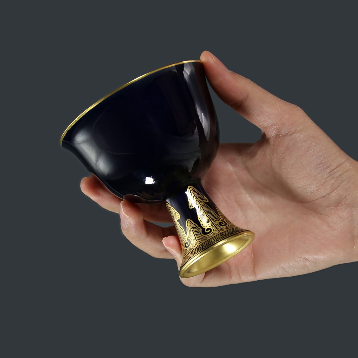 Sacrificial Blue/Rouge-Gilded Stem Bowl