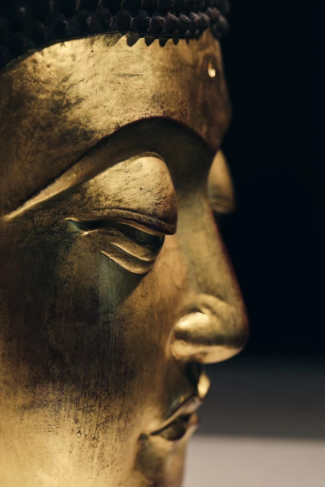 Ebony and Gold Leaf Buddha Head