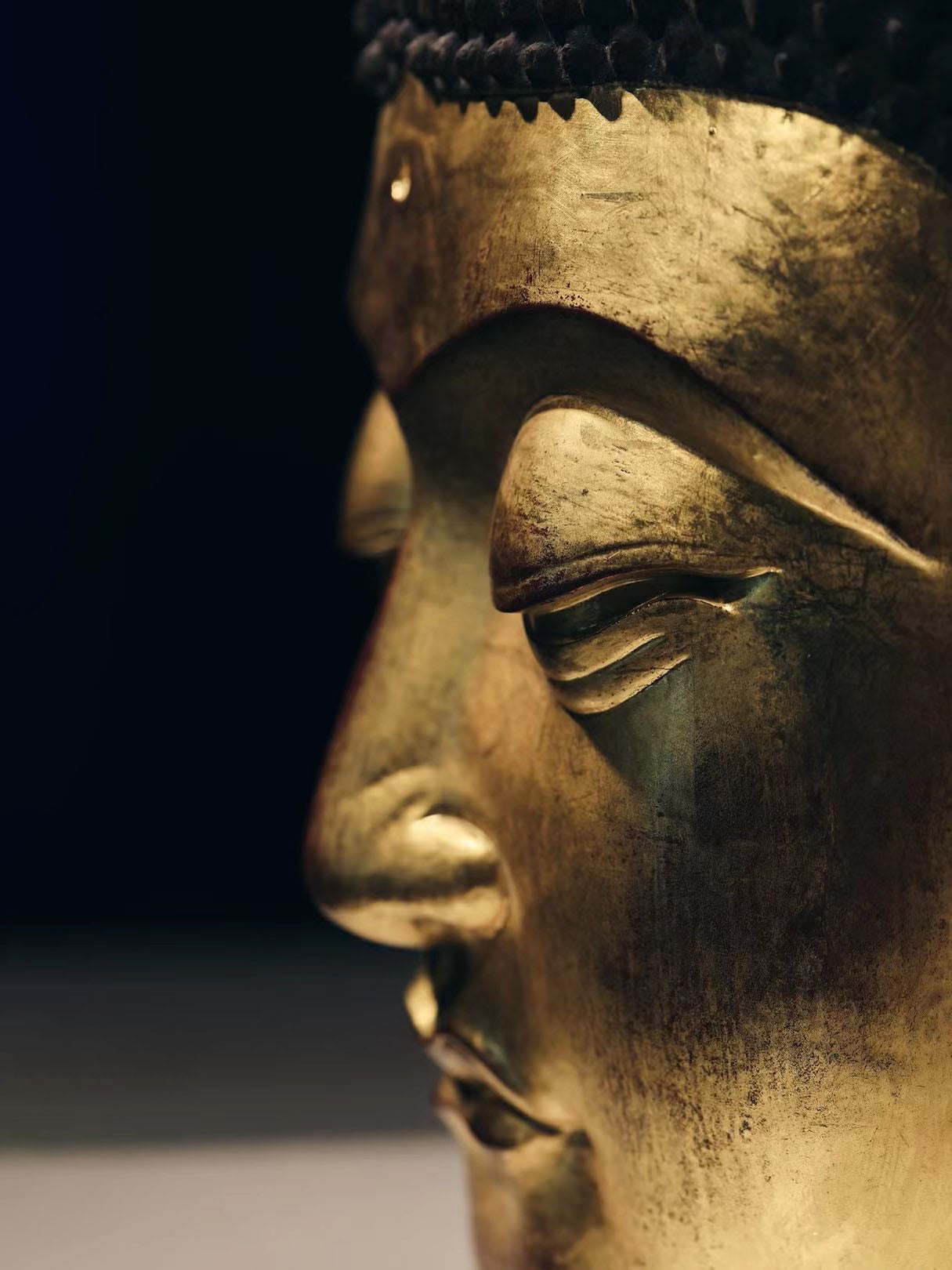 Ebony and Gold Leaf Buddha Head