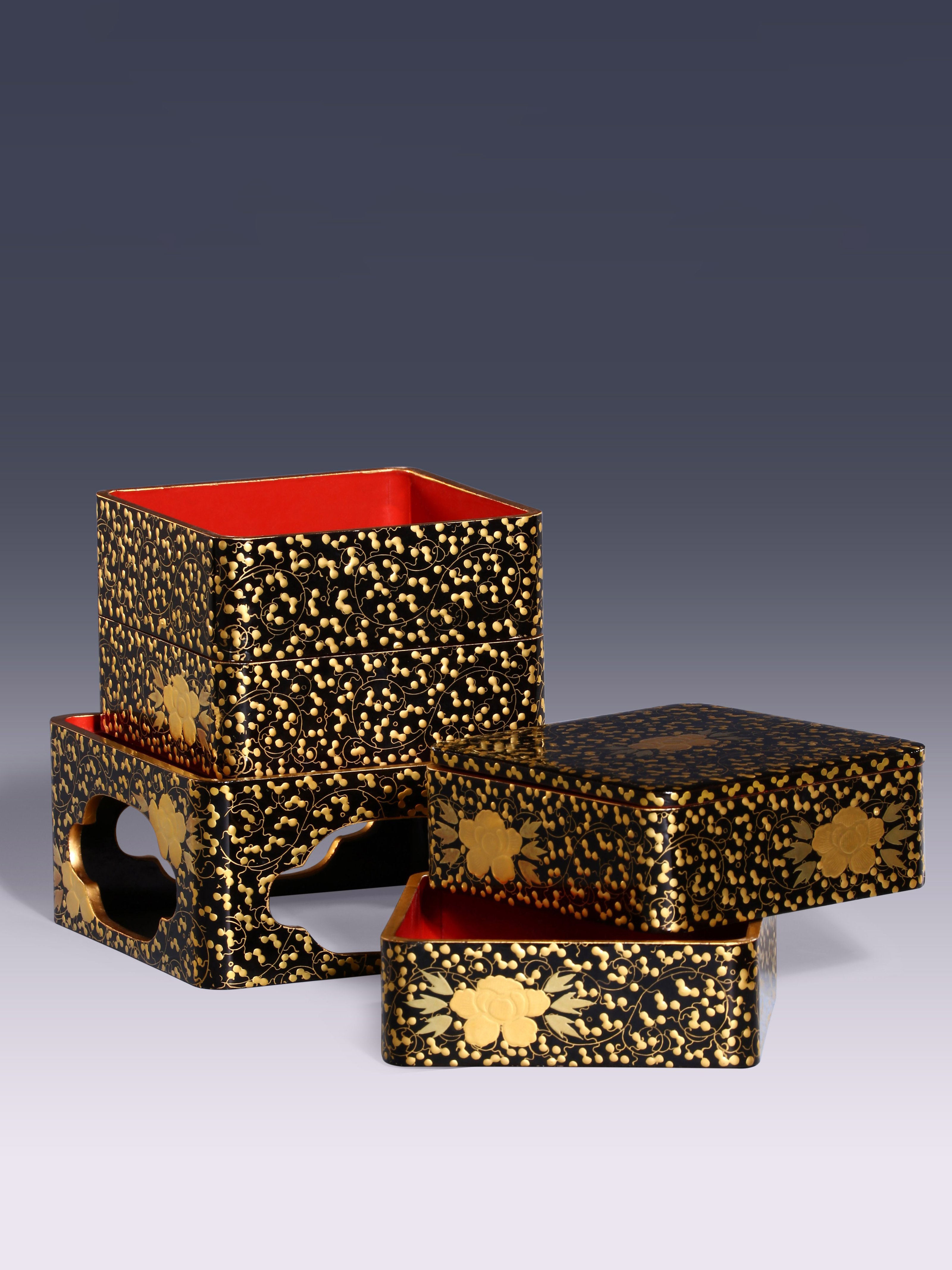 Japanese Gold-Painted Four-Layer Tea Box