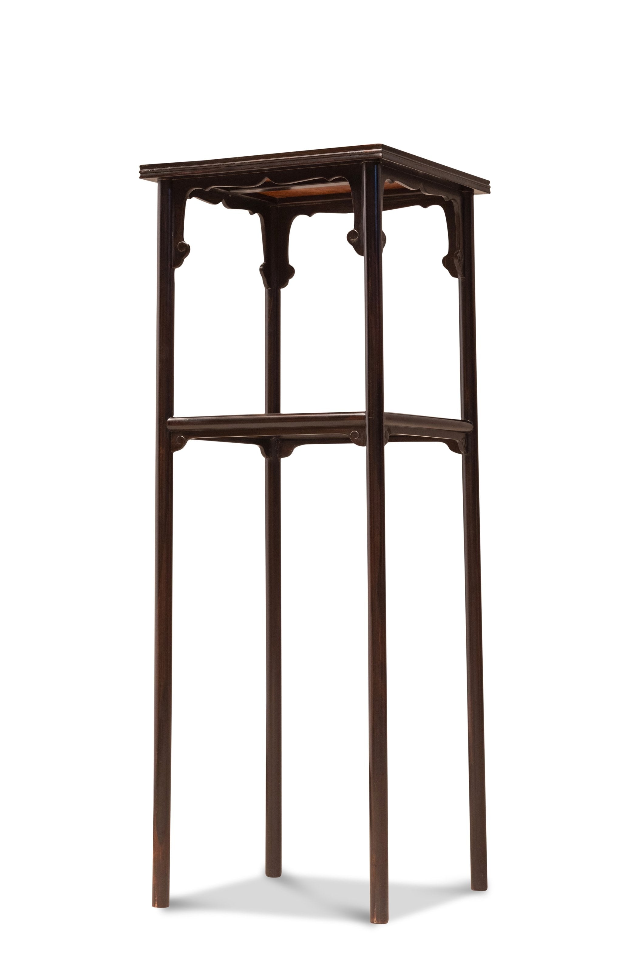 Black rosewood and golden nanmu incense table with a zither-playing design