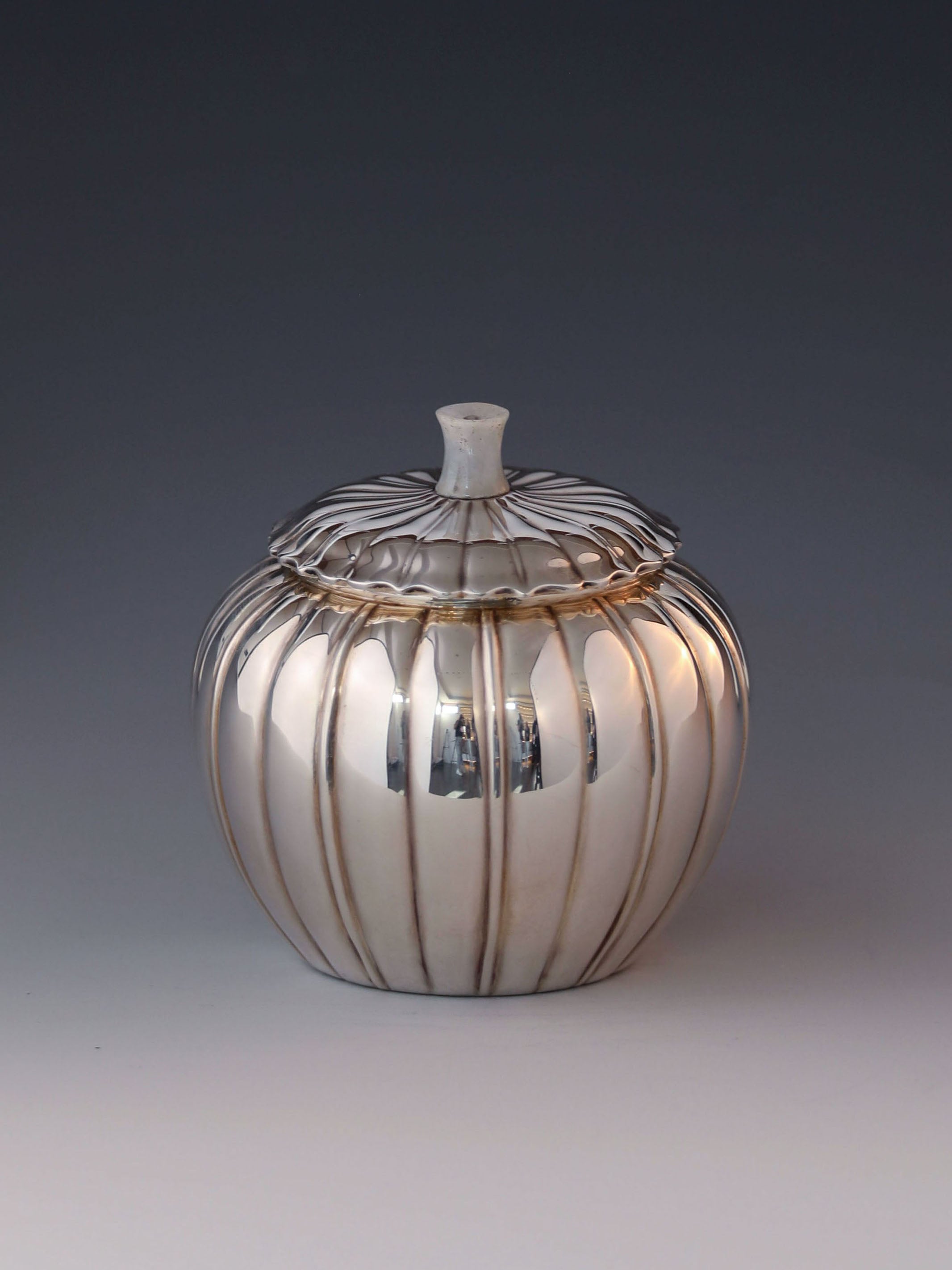 Ribbed Sterling Silver Tea Canister