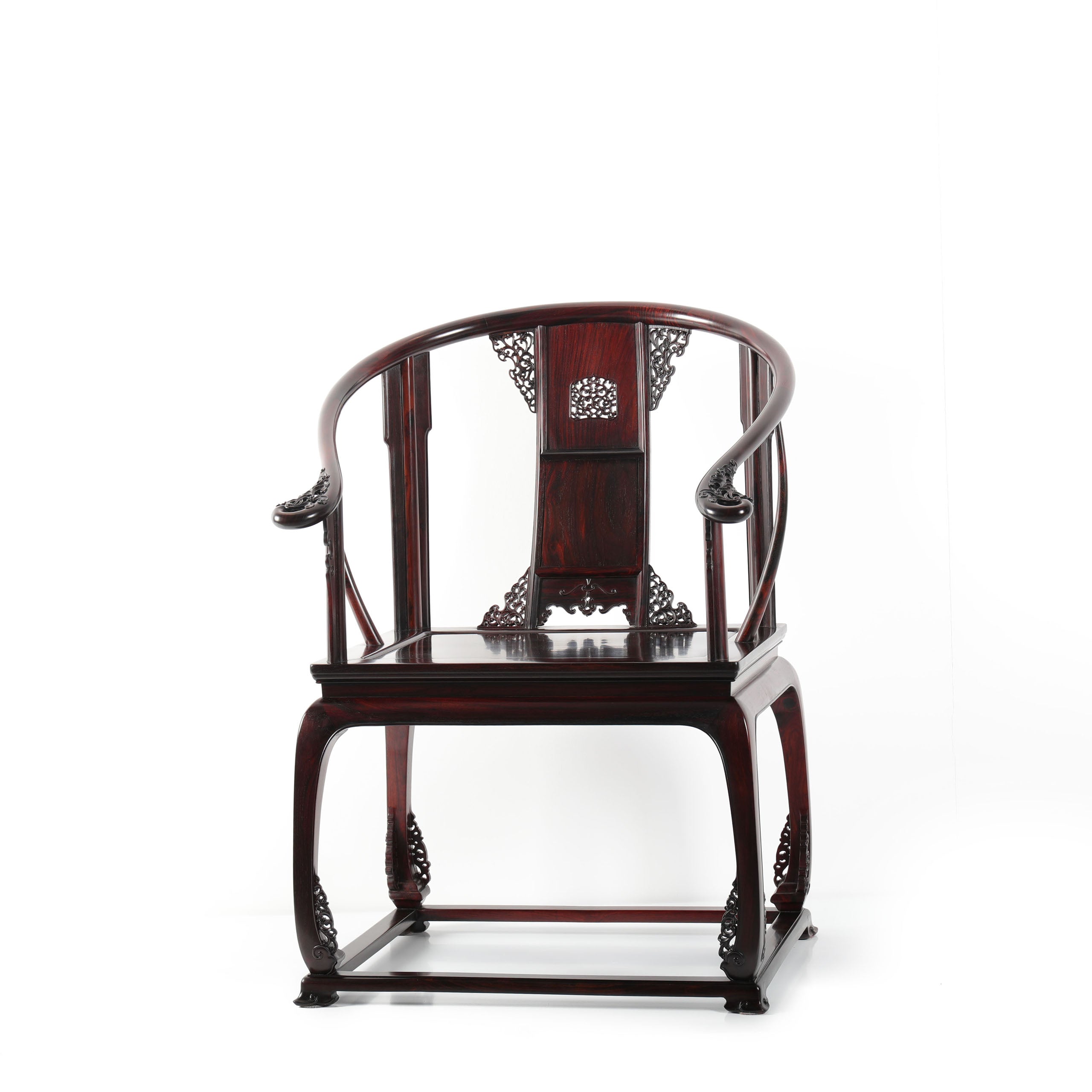 Small-leaf rosewood/Zambian rosewood scroll pattern waistband armchair