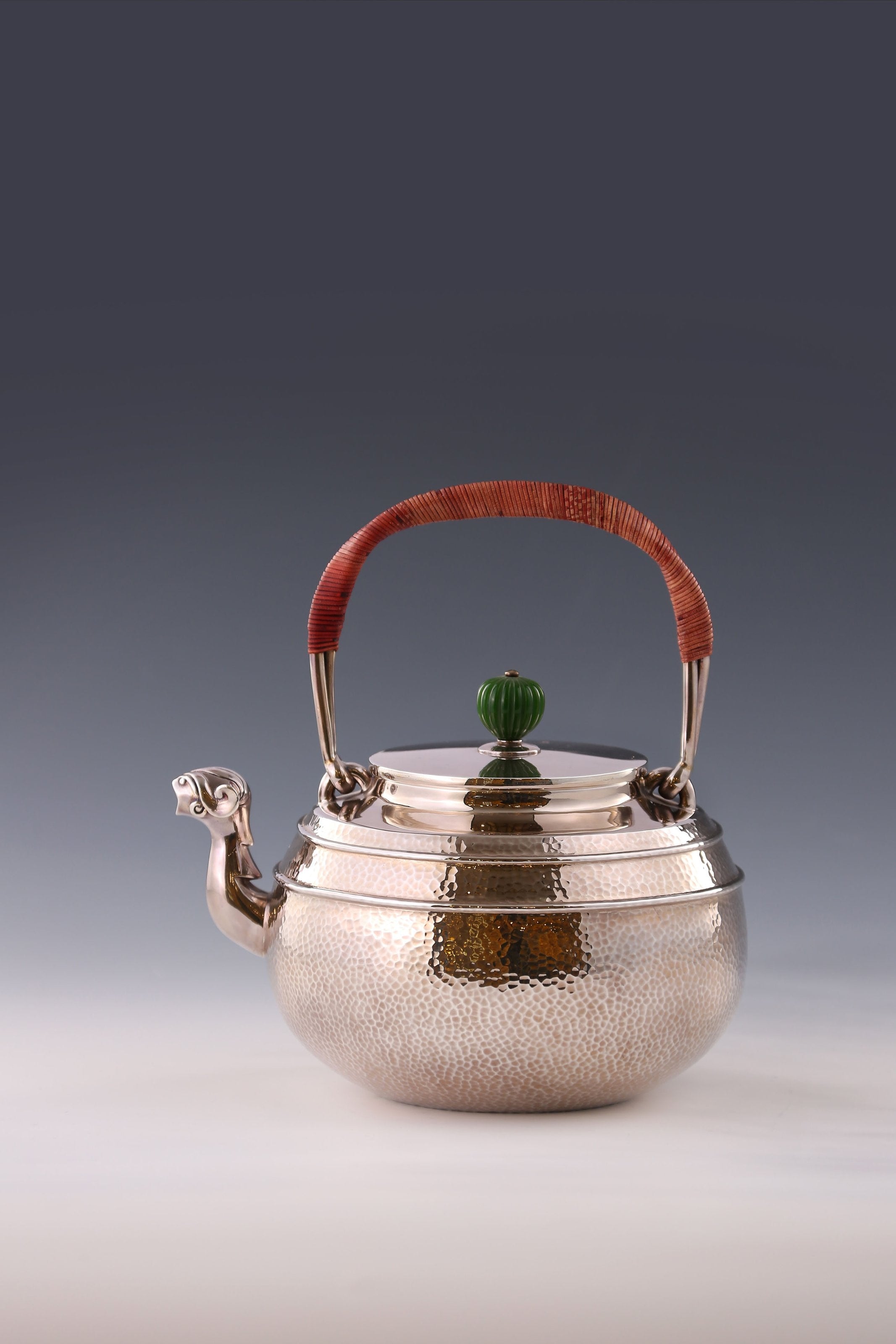 Chrysanthemum Jade Brush Beast Mouth Silver Pot