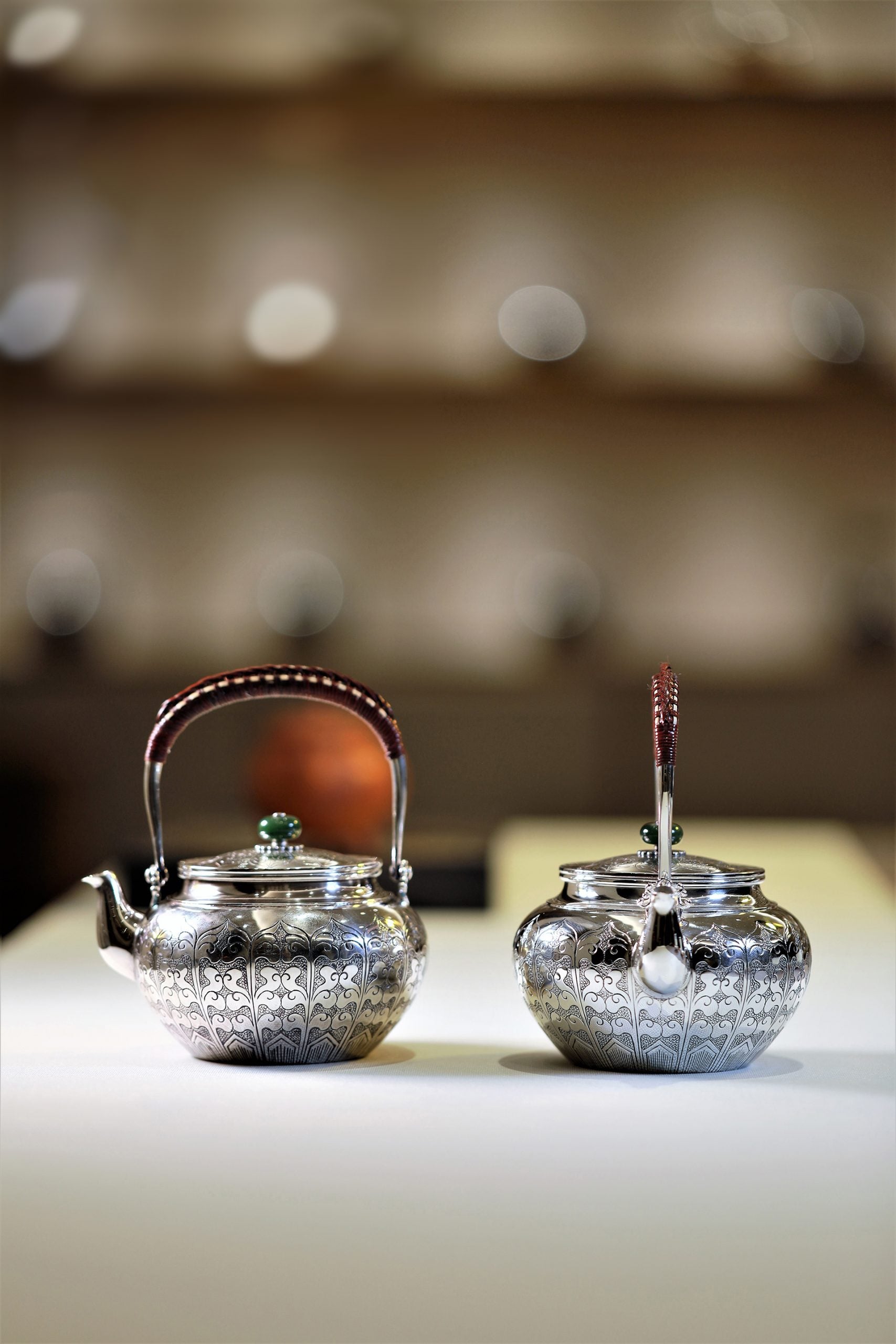 Lotus petal sterling silver teapot with handle