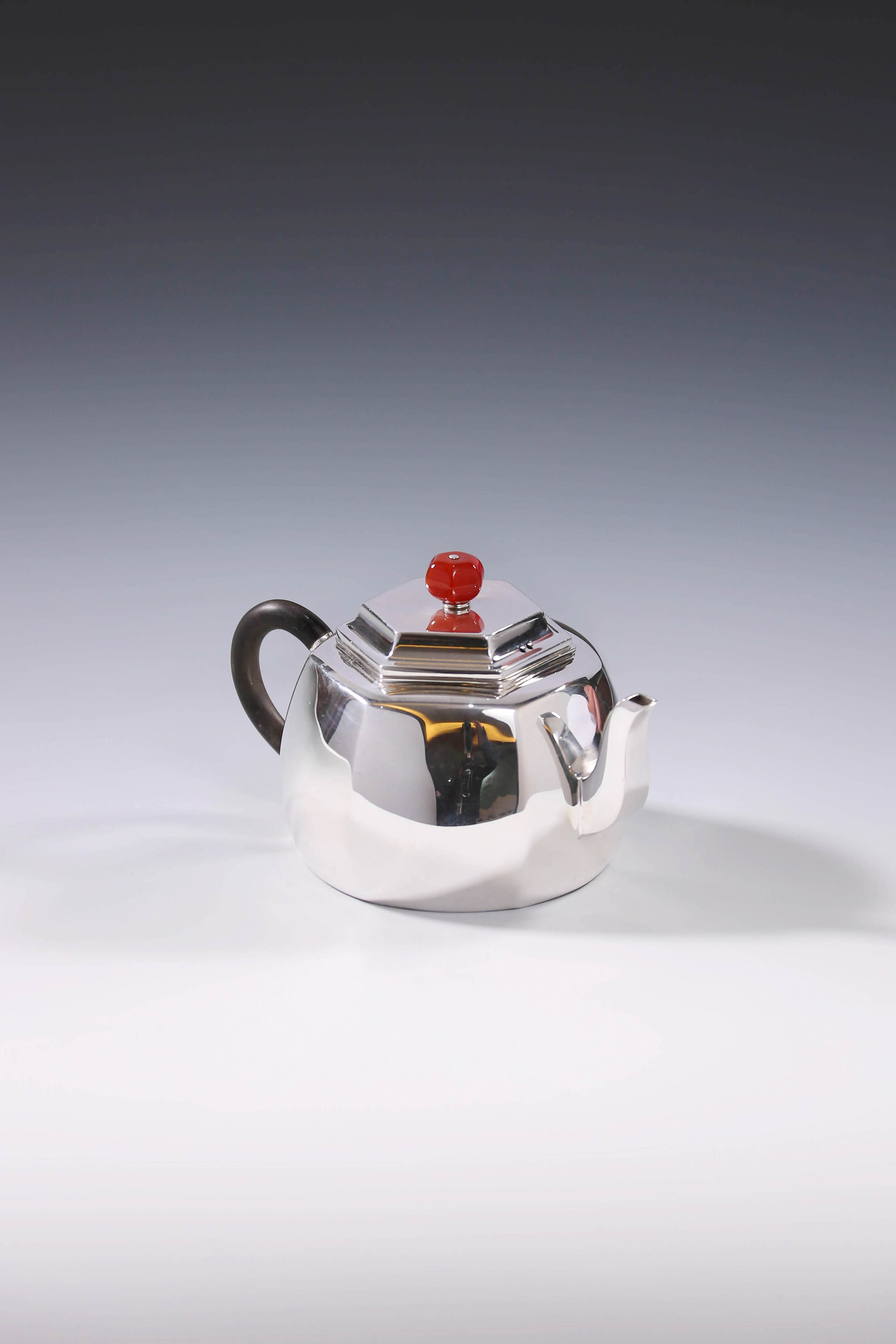 Hexagonal Sterling Silver Teapot