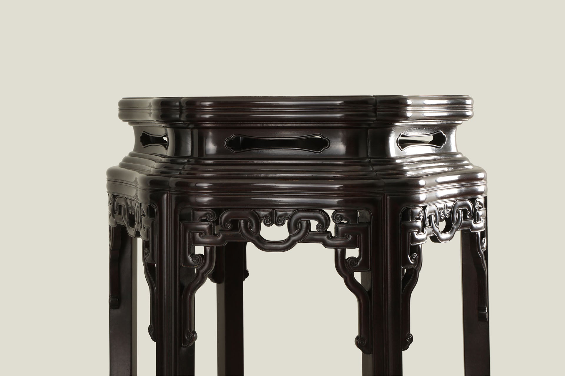 Zambian rosewood hexagonal floral table