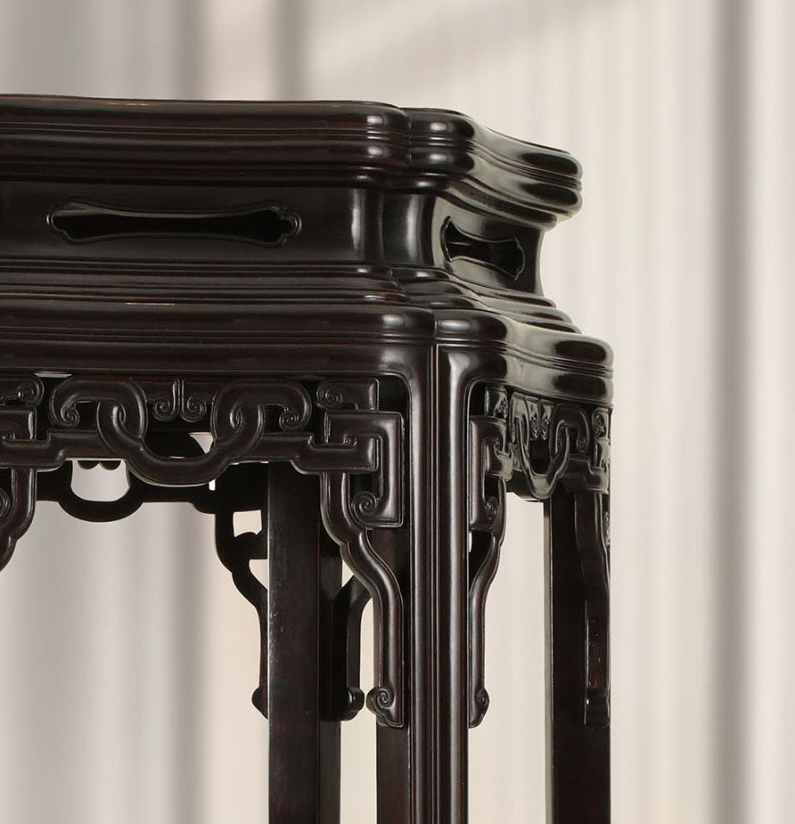 Zambian rosewood hexagonal floral table