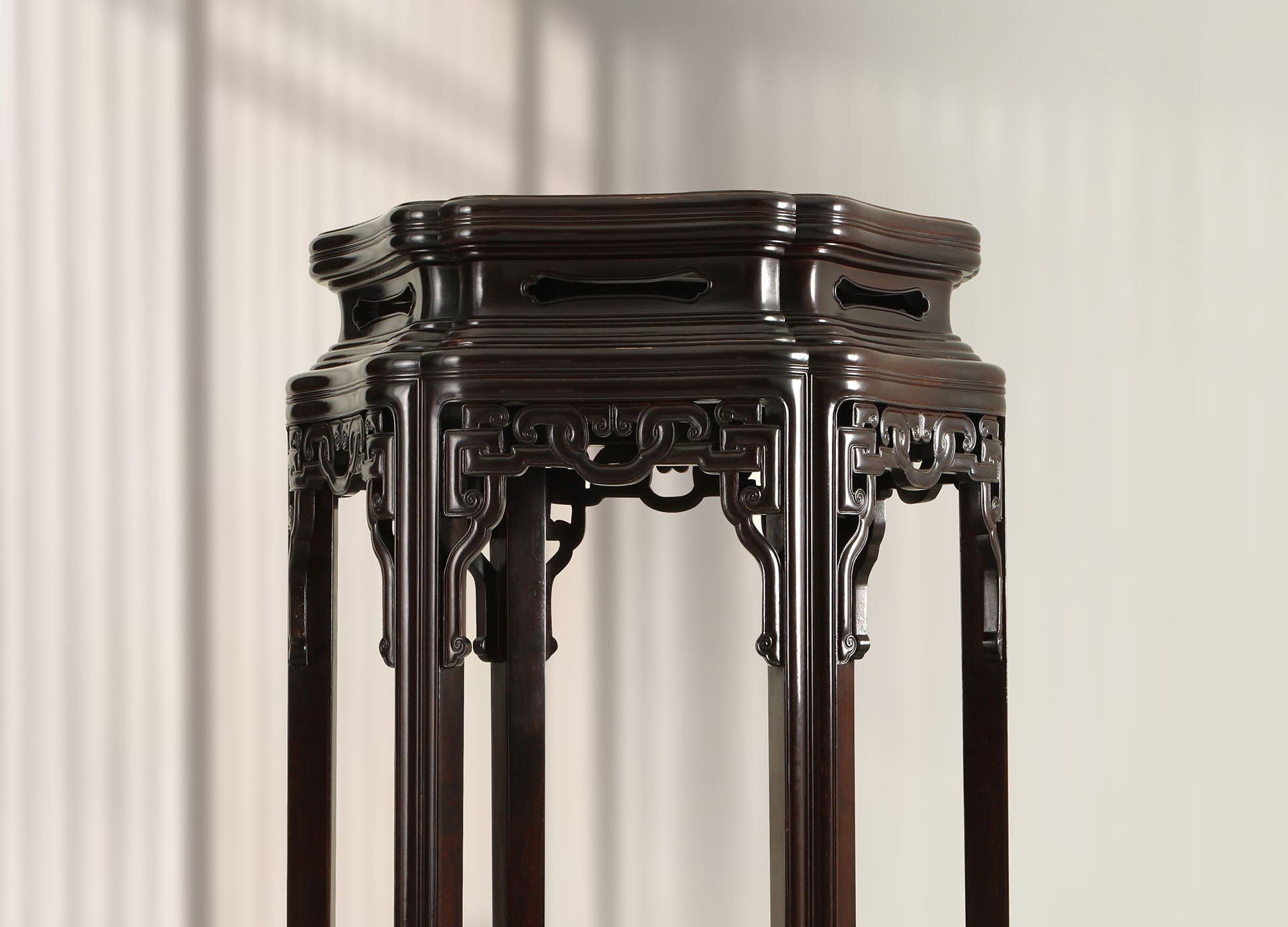 Zambian rosewood hexagonal floral table