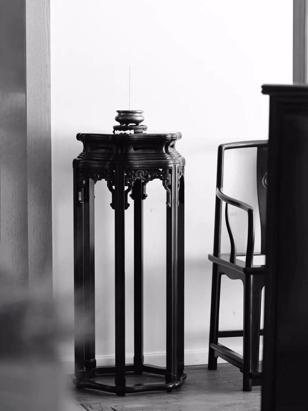 Zambian rosewood hexagonal floral table