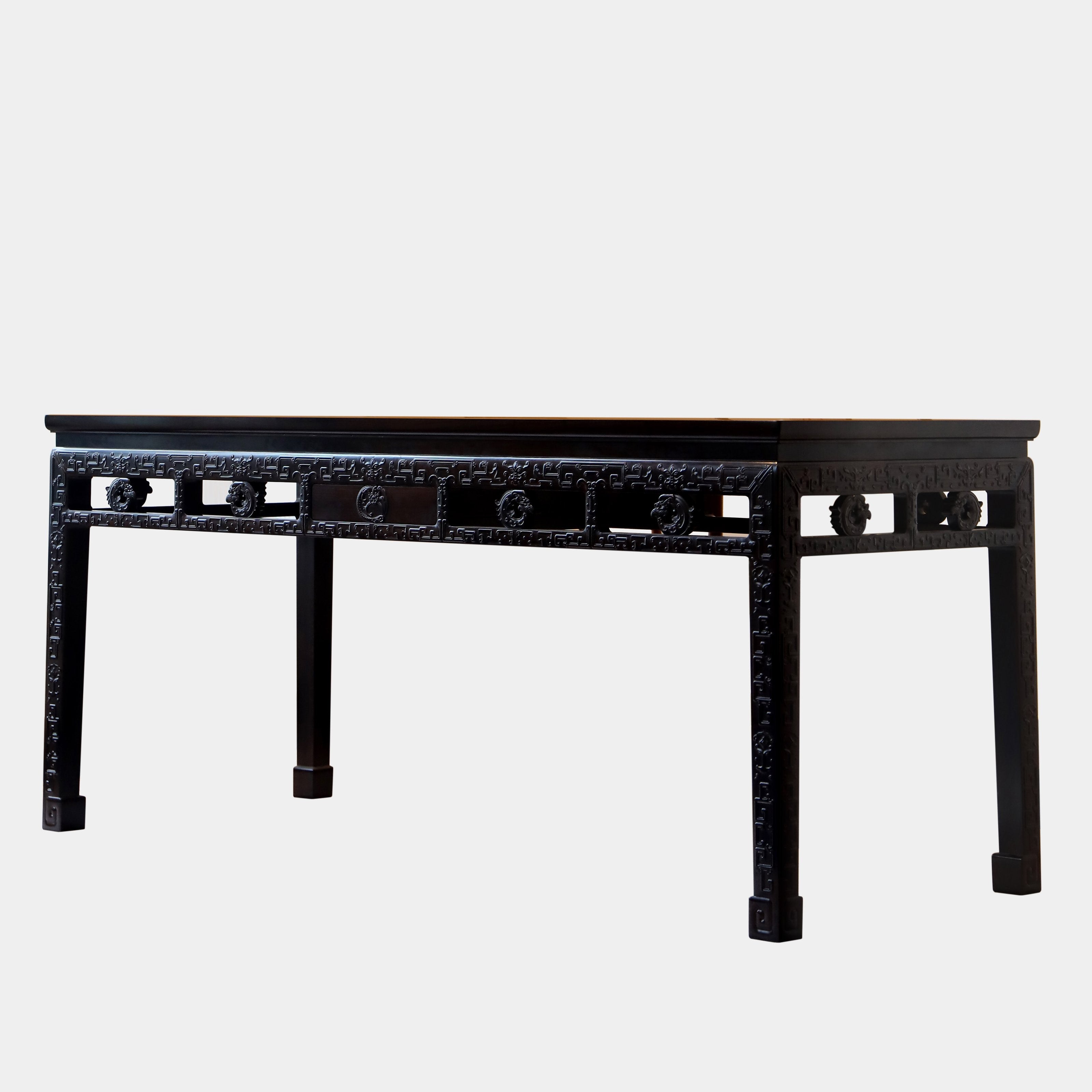 Purple sandalwood tea table with kui dragon pattern