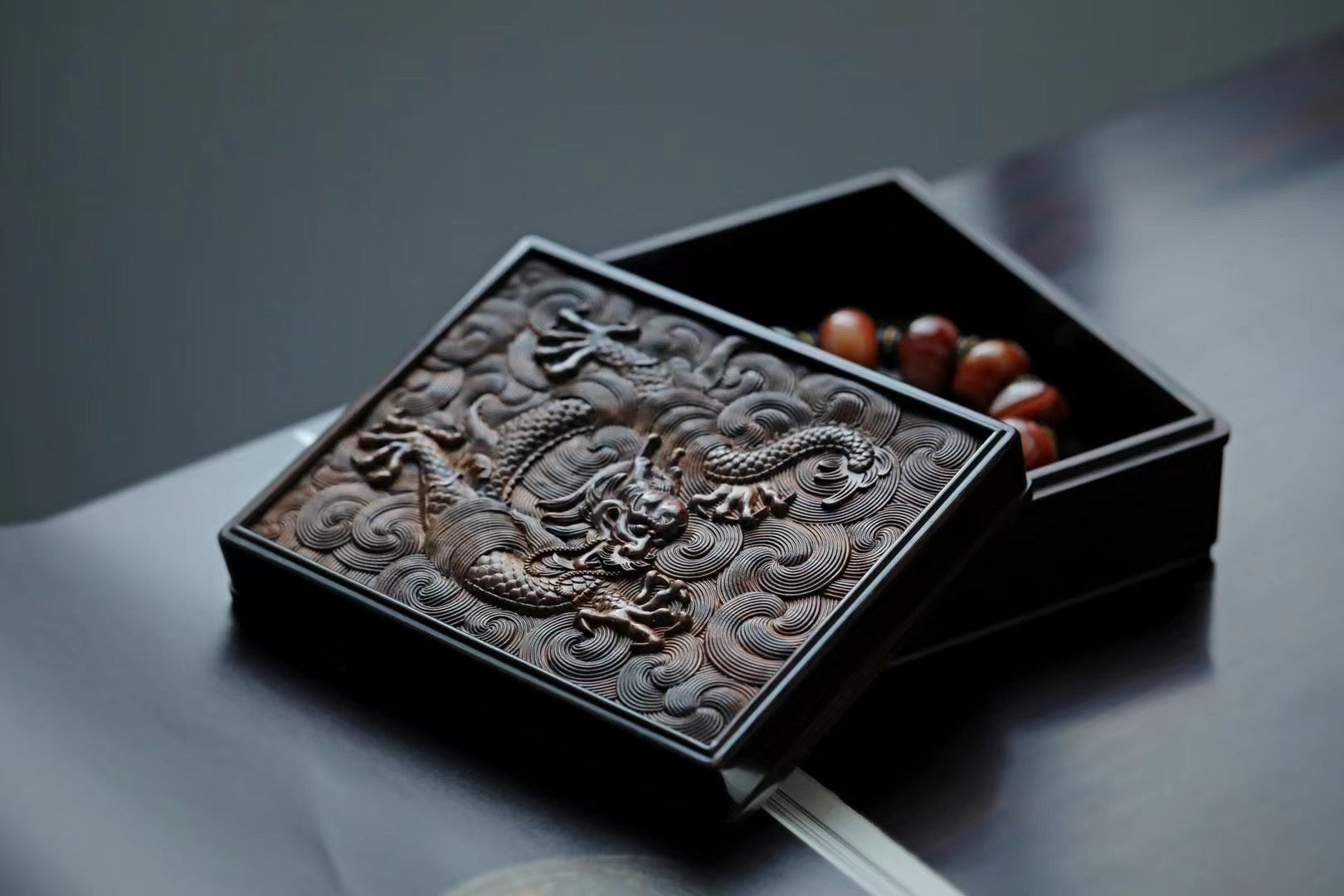 Purple Sandalwood Dragon Soaring Ten Thousand Miles Small Tea Box
