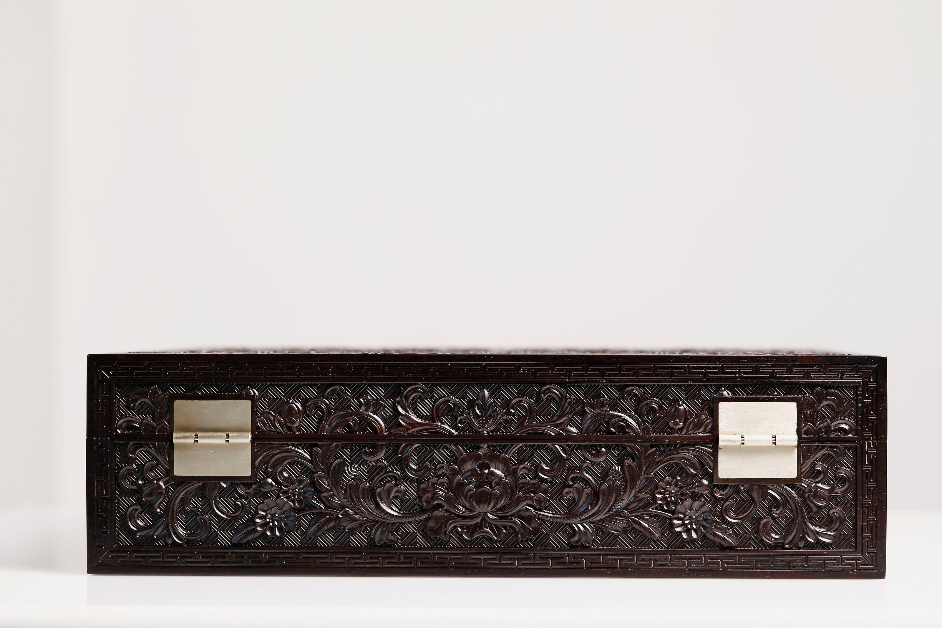 Purple sandalwood passionflower carved tea box