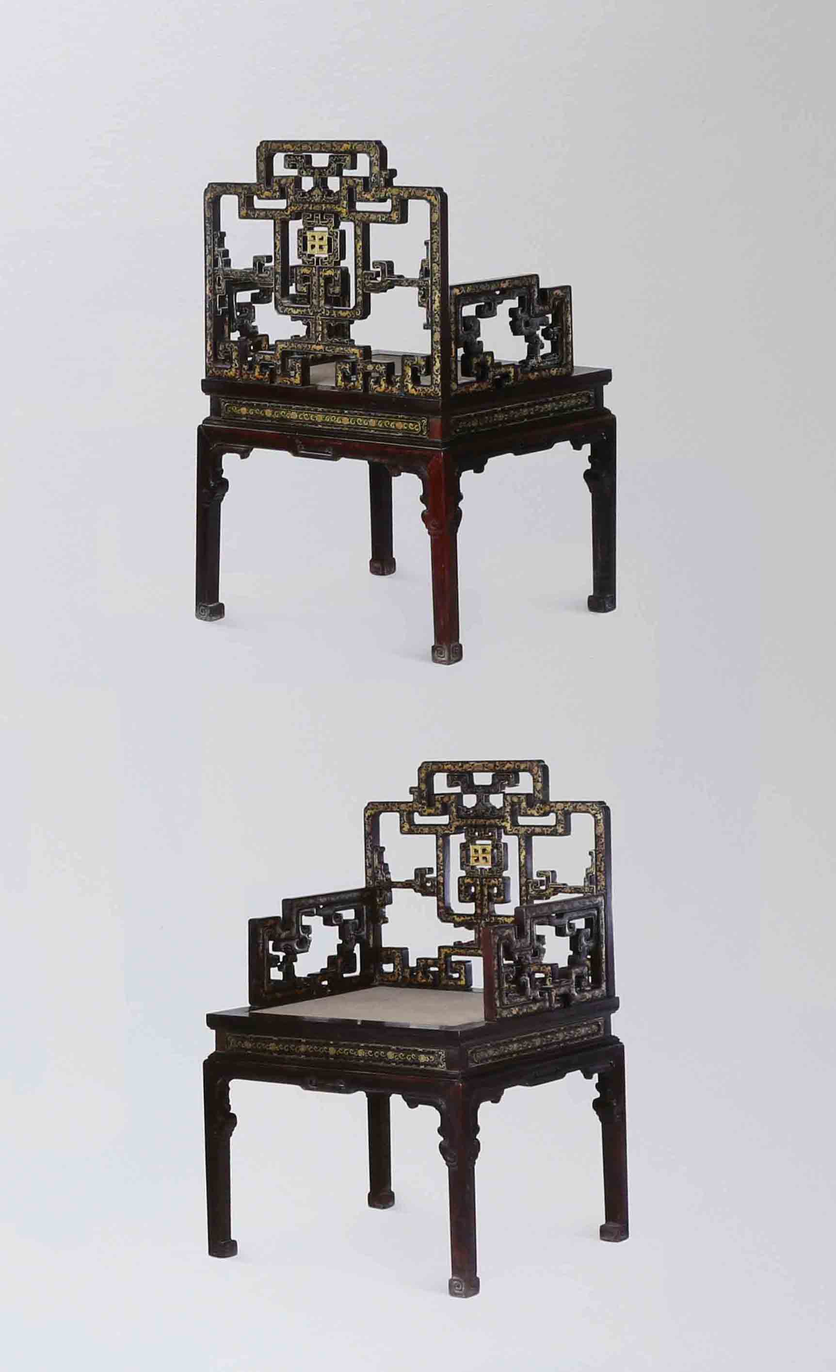 Replica of Qing Dynasty Palace Gilded Passionflower and Bat Pattern Armchair
