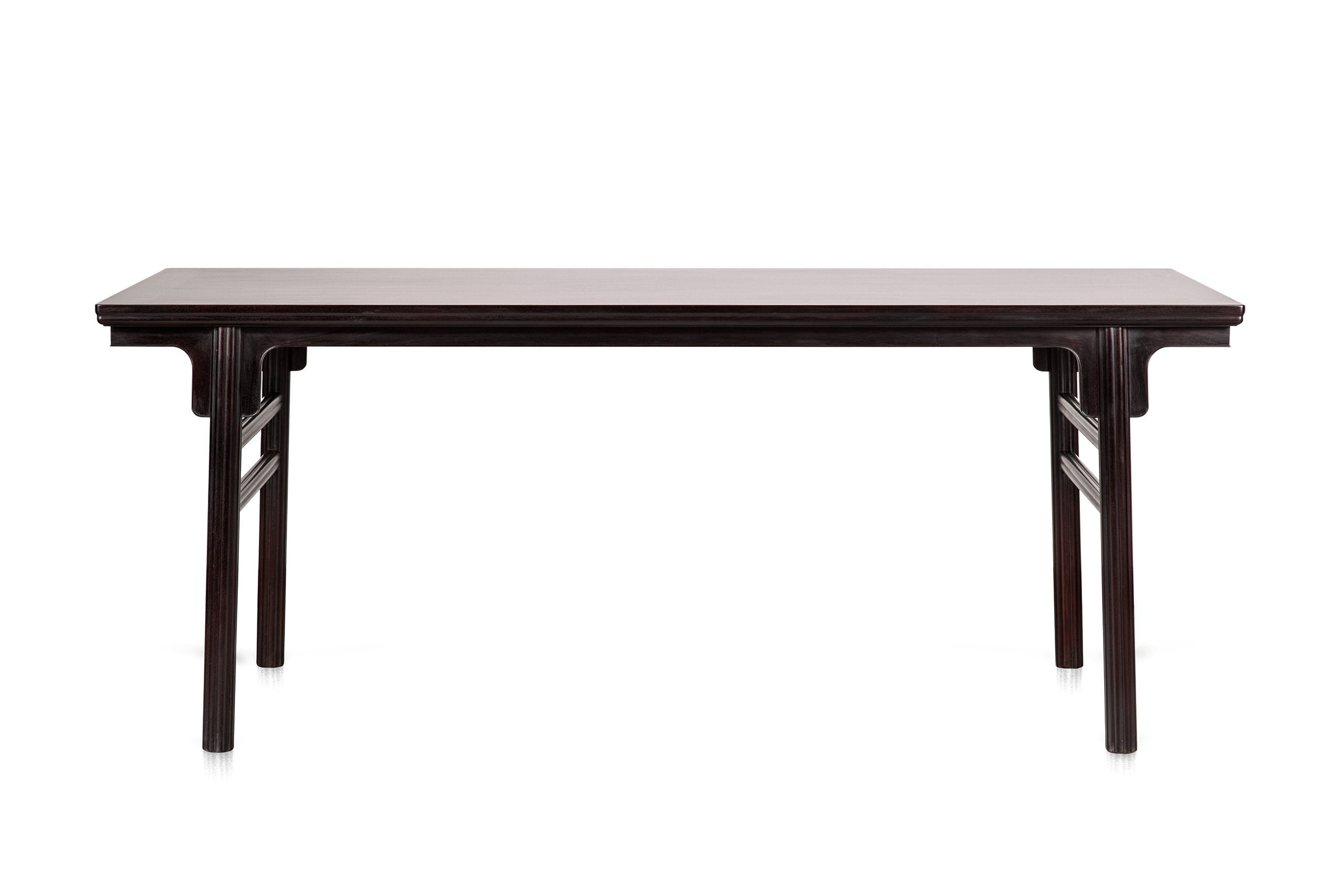 Zambian rosewood Ming-style melon-ribbed tea table with carved aprons