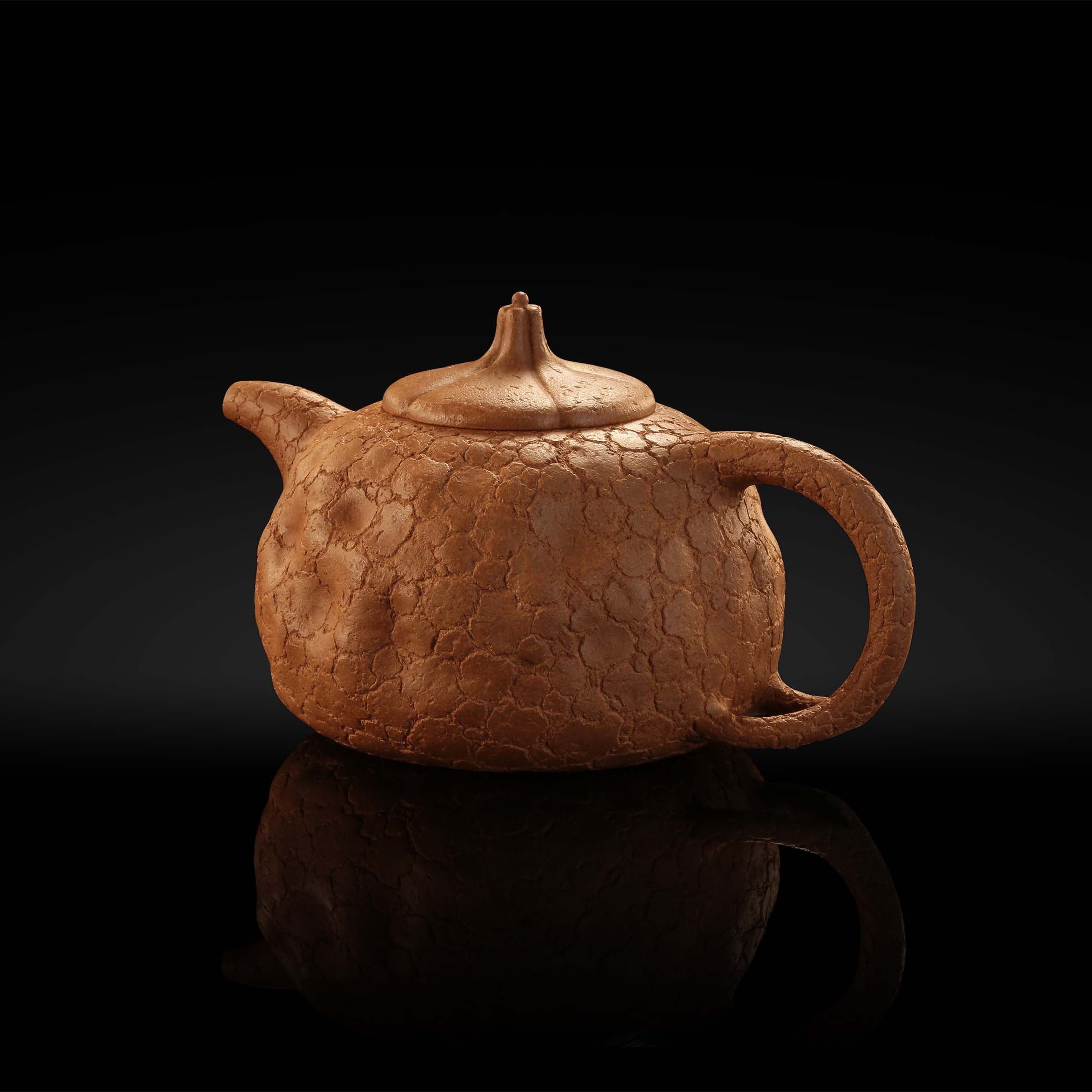 Pumpkin-shaped clay teapot for spring offering